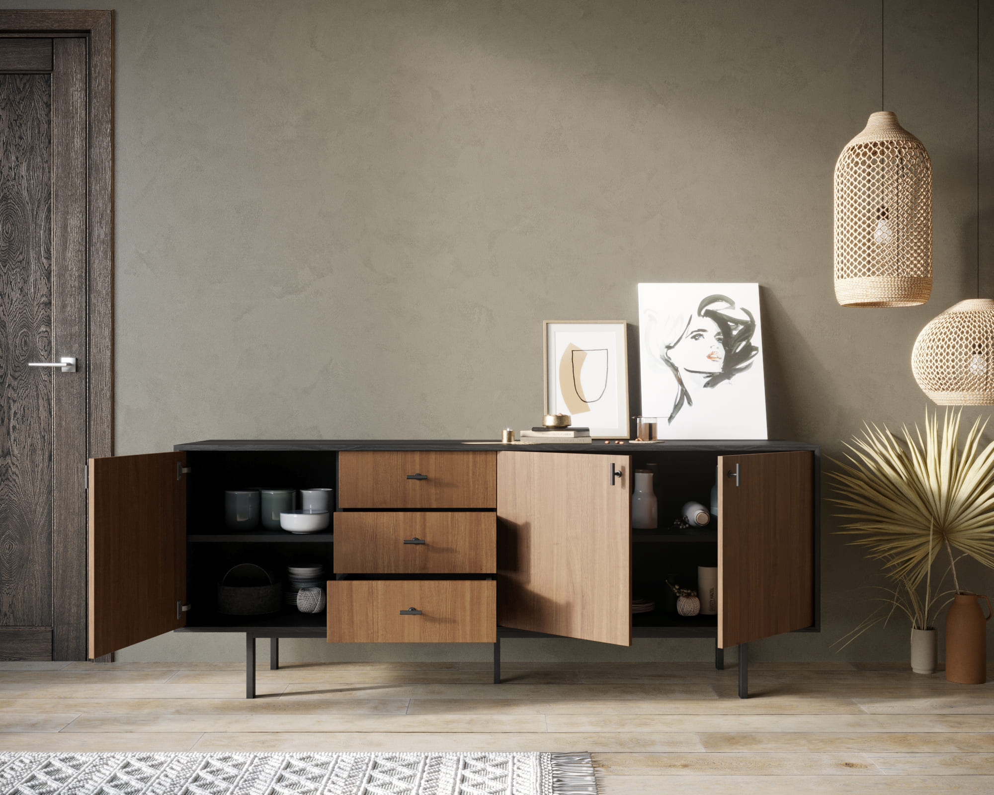 купить Комод с тремя дверками и тремя ящиками "Emerson" арт EM07 в Москве купить Комод с тремя дверками и тремя ящиками "Emerson" арт EM07