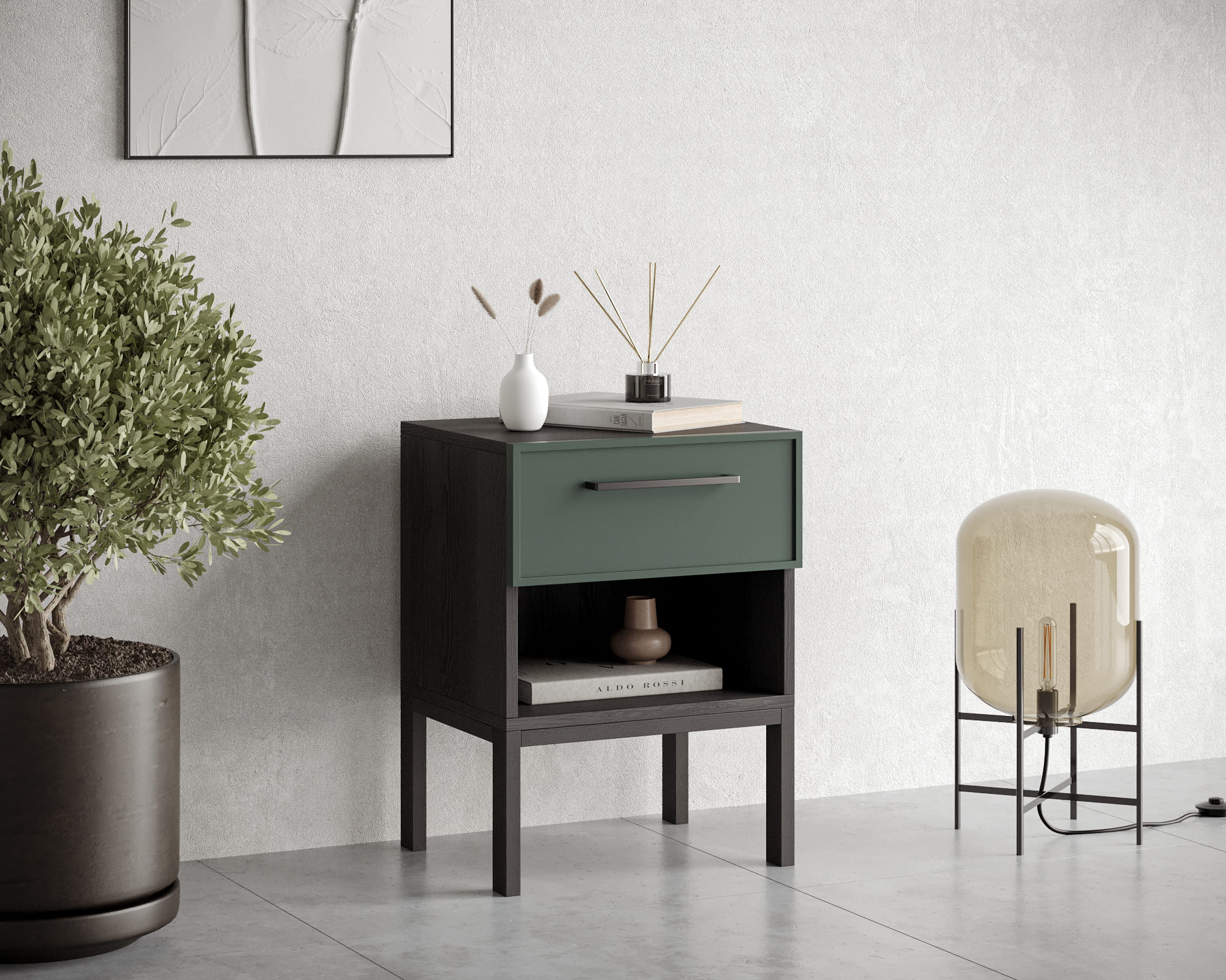 заказать Тумбочка с верхним ящиком "Nicole" арт NEM11G Зеленый