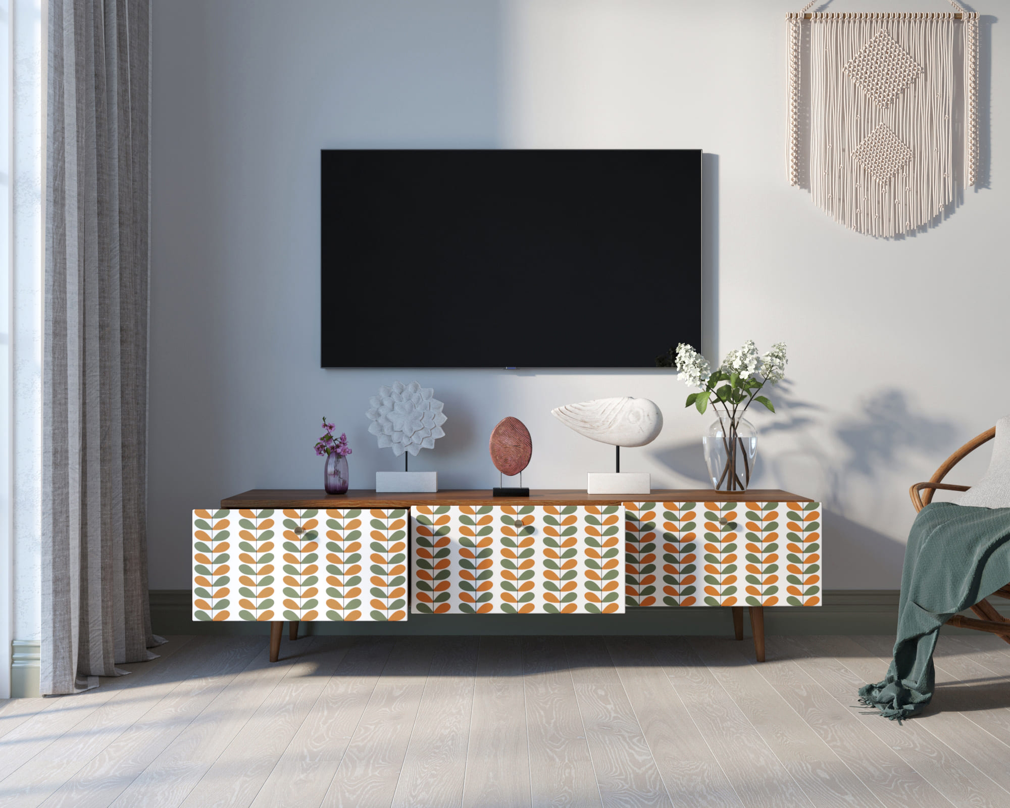 Комод "Berber" с ящиками низкий под TV 23 принт арт BB19/Print_23 в интернет-магазине в Москве Комод "Berber" с ящиками низкий под TV 23 принт арт BB19/Print_23 в интернет-магазине