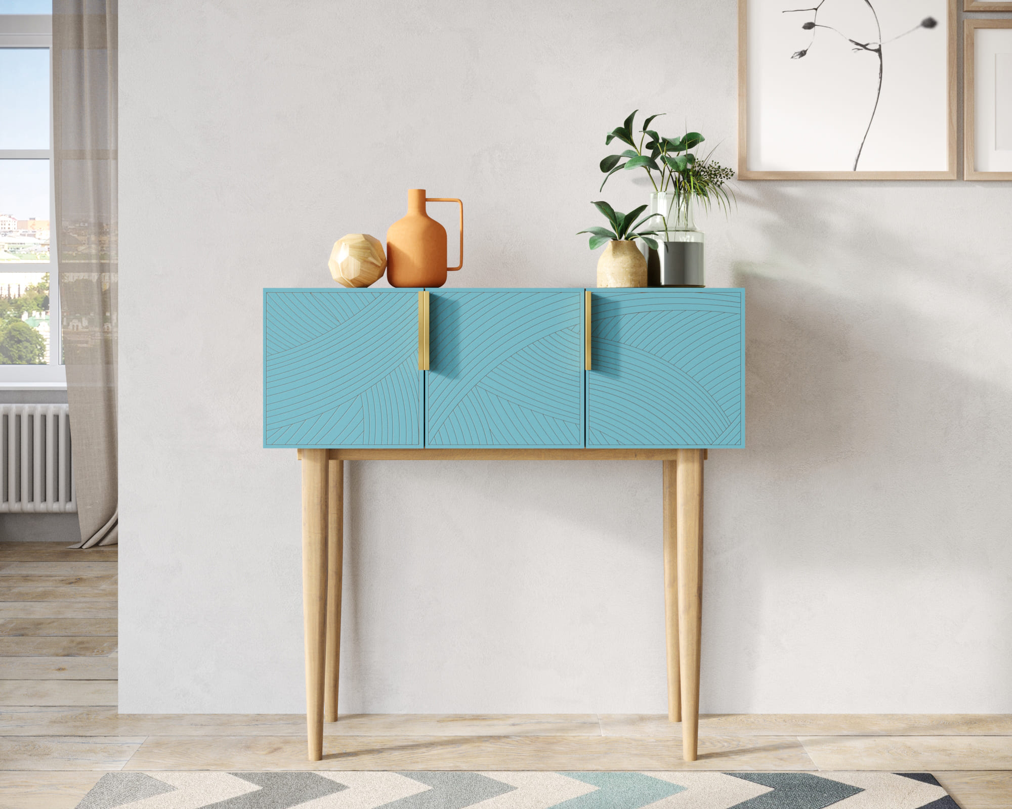 Консоль с тремя дверками "Line" LN15/GR1/blue в интернет-магазине в Москве Консоль с тремя дверками "Line" LN15/GR1/blue в интернет-магазине