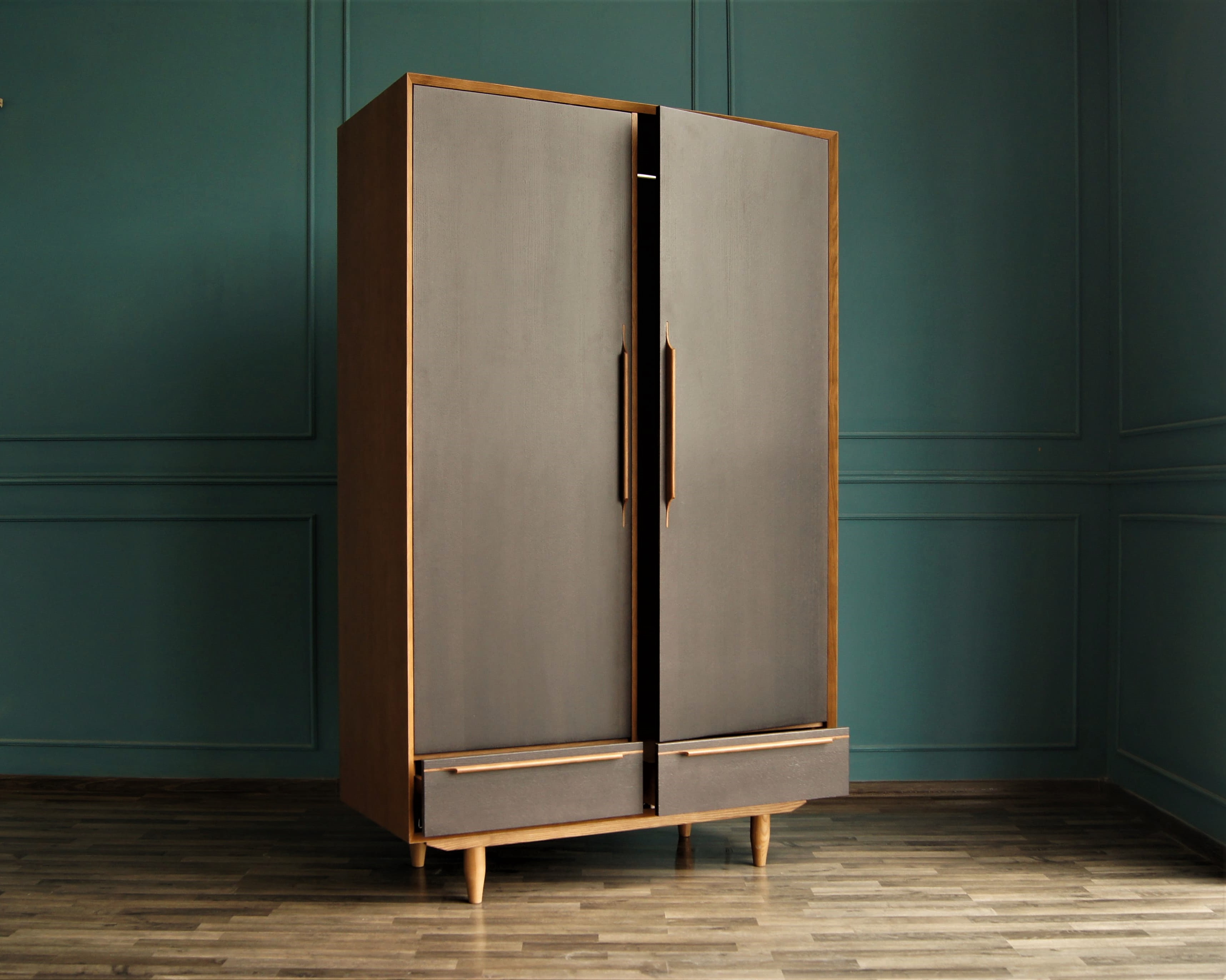 заказать Шкаф двустворчатый "Bruni Black" с двумя ящиками арт BR27/2Black в Москве заказать Шкаф двустворчатый "Bruni Black" с двумя ящиками арт BR27/2Black