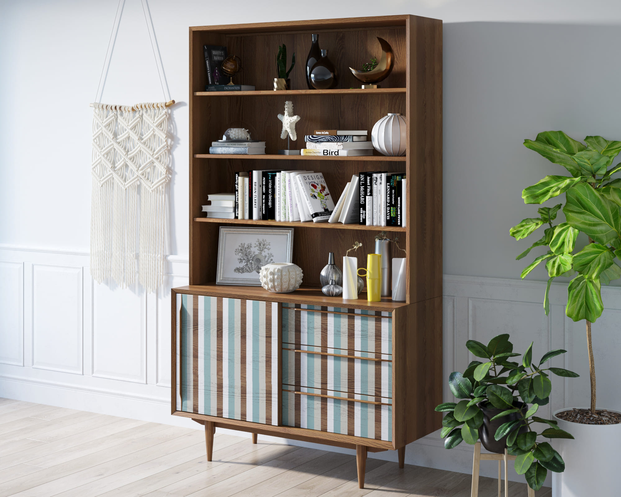 заказать Стеллаж "Bruni print 1" с дверками арт BR-01/print_1