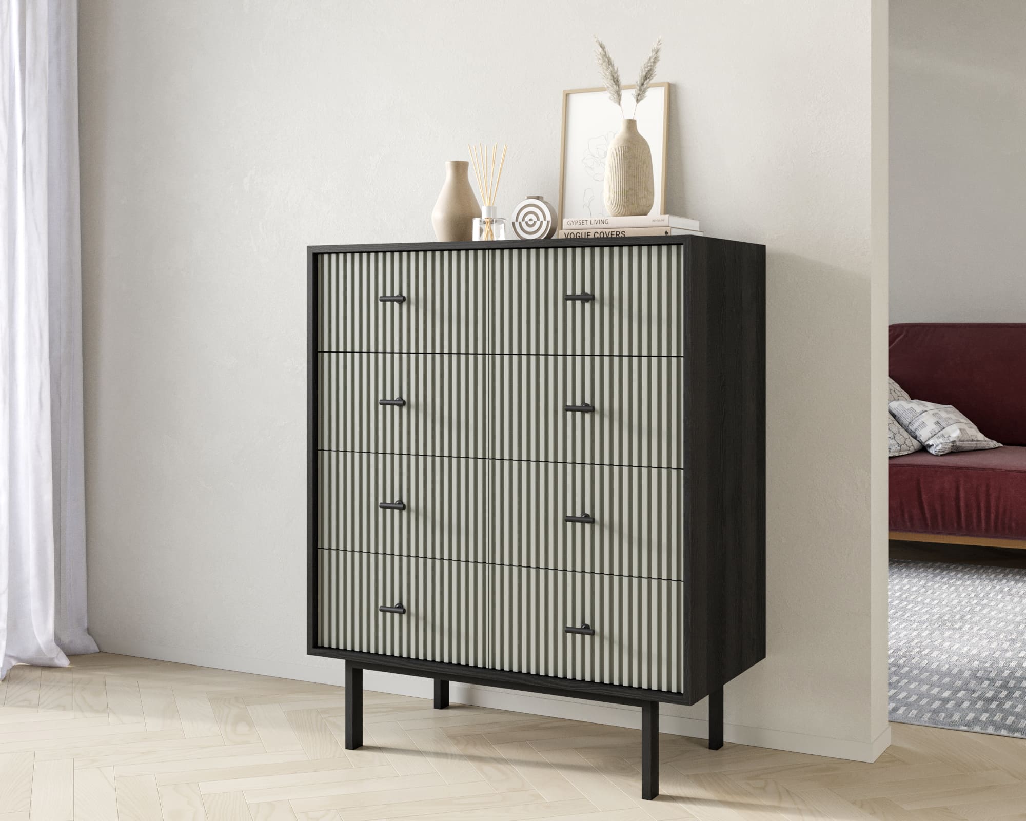 заказать Комод на восемь ящиков "Emerson" арт EM20/gray/L