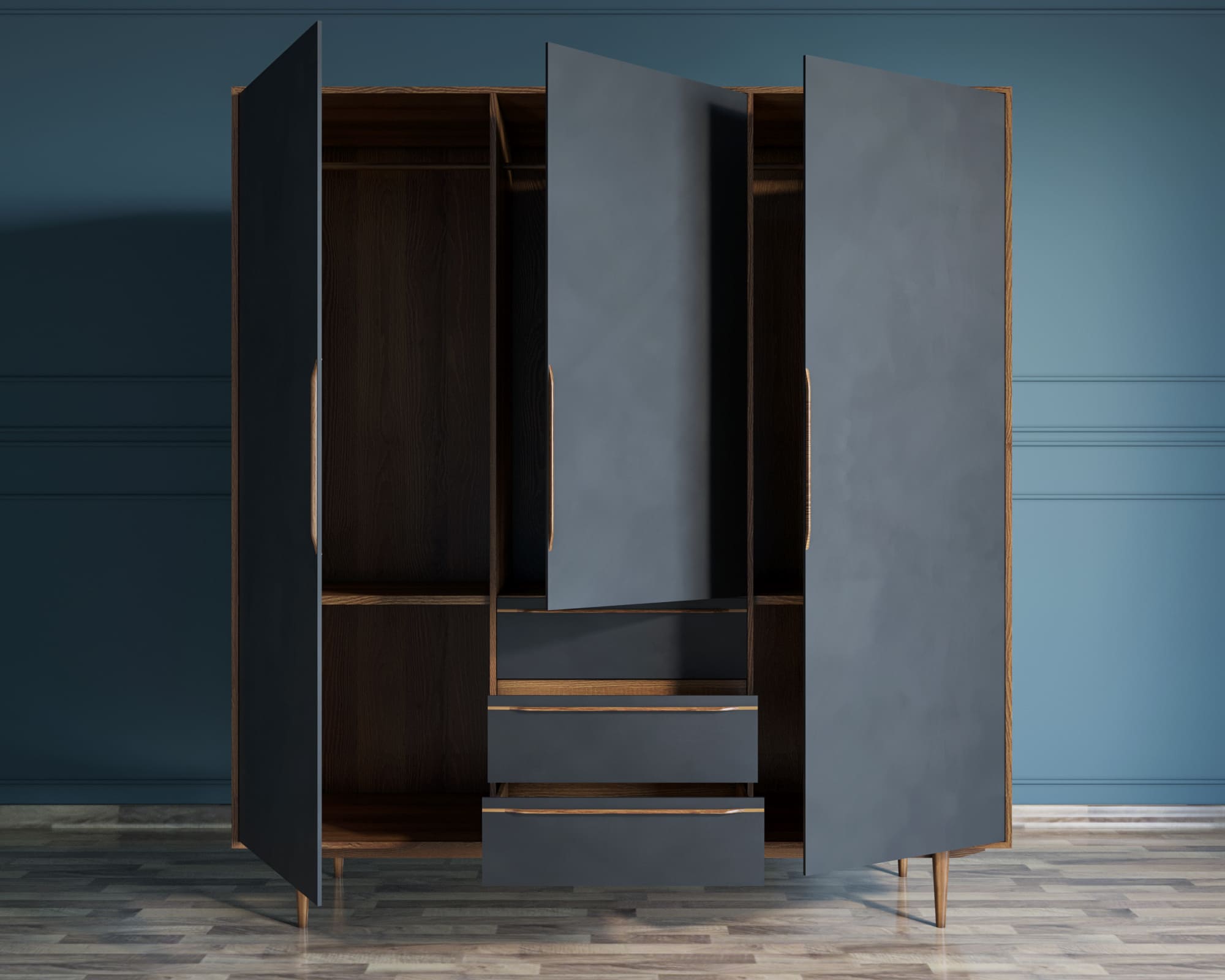 Шкаф в скандинавском стиле "Bruni Black" трехстворчатый арт BR27/3Black в интернет-магазине в Москве Шкаф в скандинавском стиле "Bruni Black" трехстворчатый арт BR27/3Black в интернет-магазине