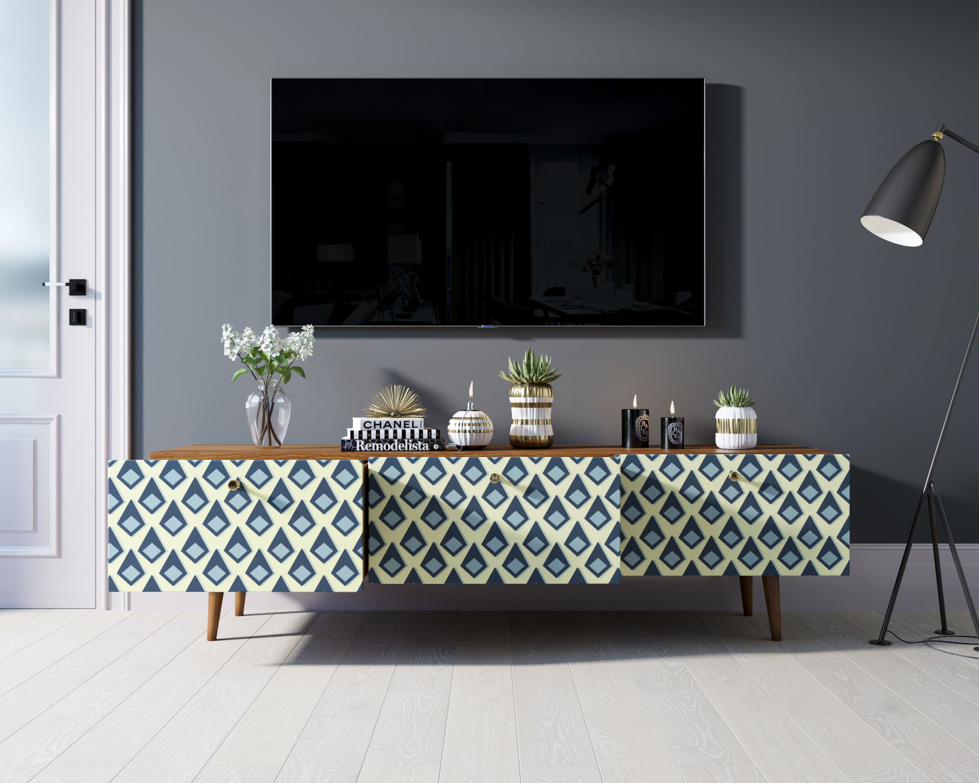 Комод "Berber" с ящиками низкий под TV принт 13 арт BB19/Print_13 в интернет-магазине