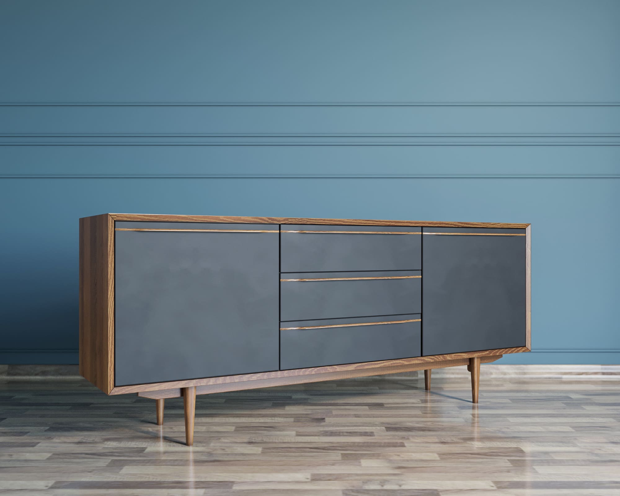 стильный Комод "Brun Black" с тремя ящиками и дверками арт BR-03/Black в Москве стильный Комод "Brun Black" с тремя ящиками и дверками арт BR-03/Black