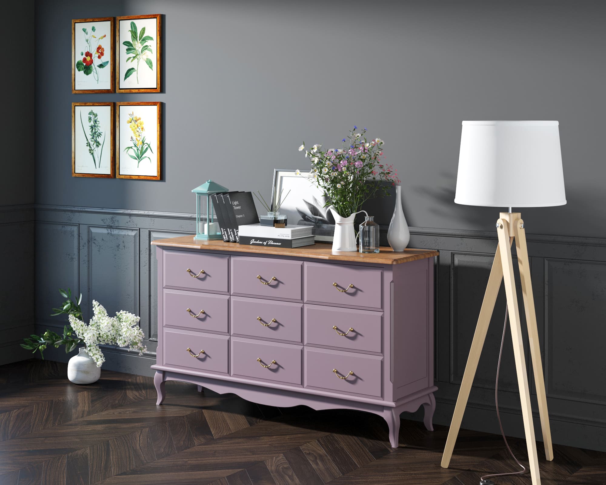 заказать Комод Leontina Lavanda на девять ящиков арт ST9379L