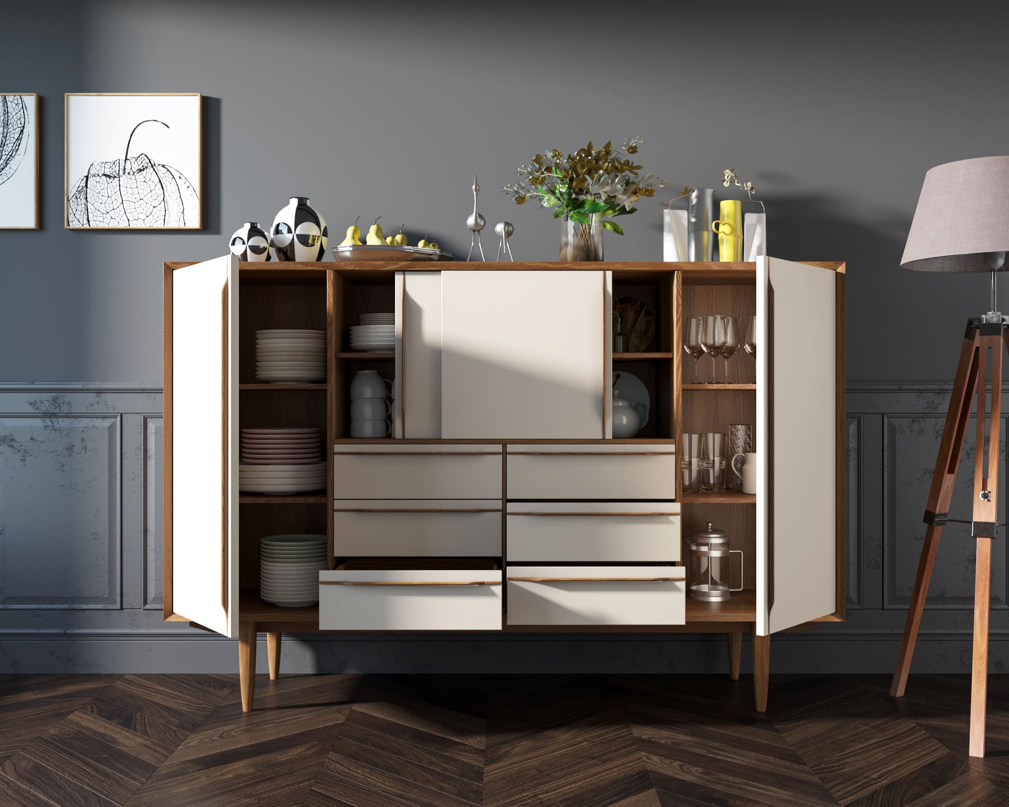 купить Большой комод "Bruni white" арт BR09WH