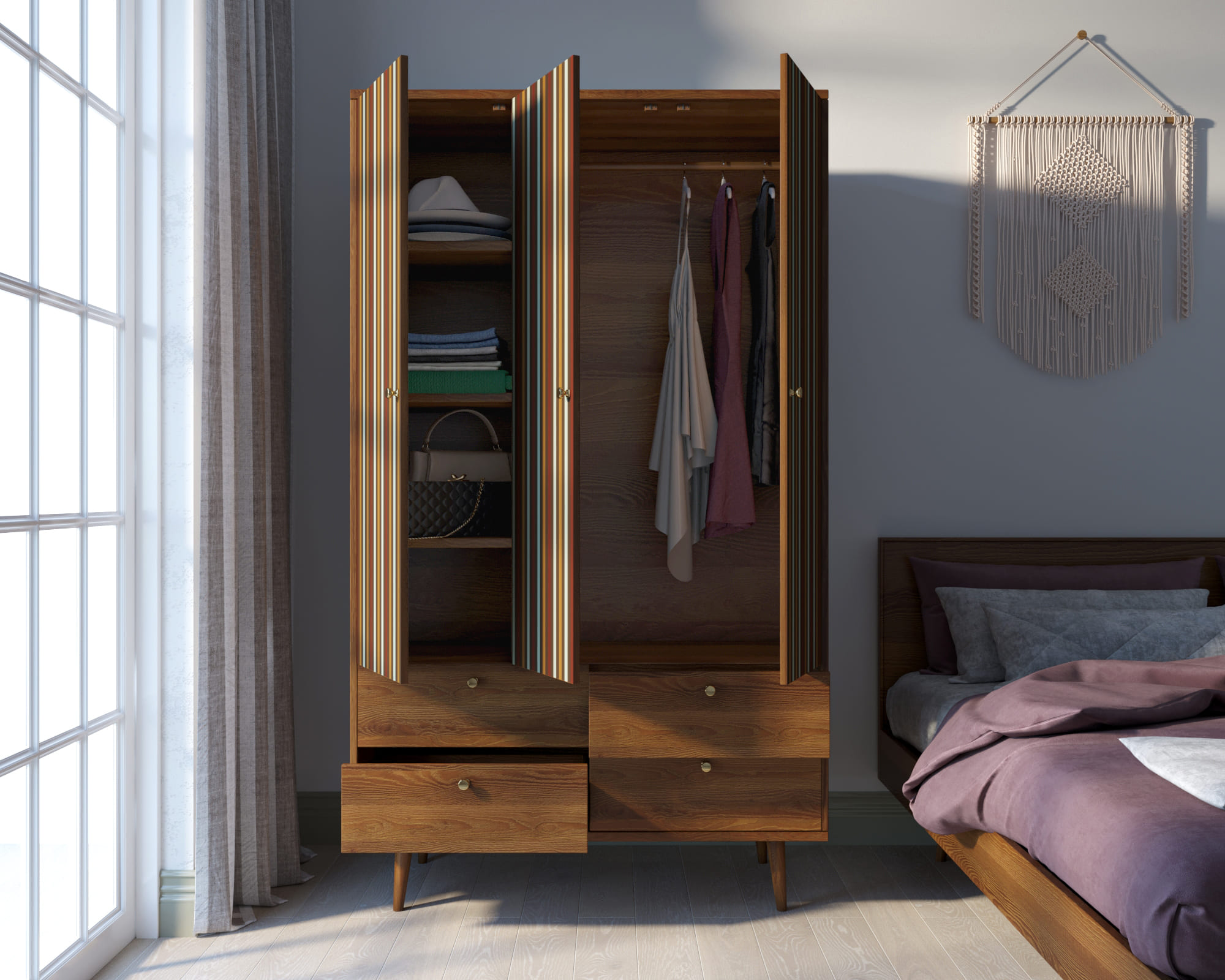 Шкаф трехстворчатый "Berber" принт 20 арт BB02/Print_20 в интернет-магазине