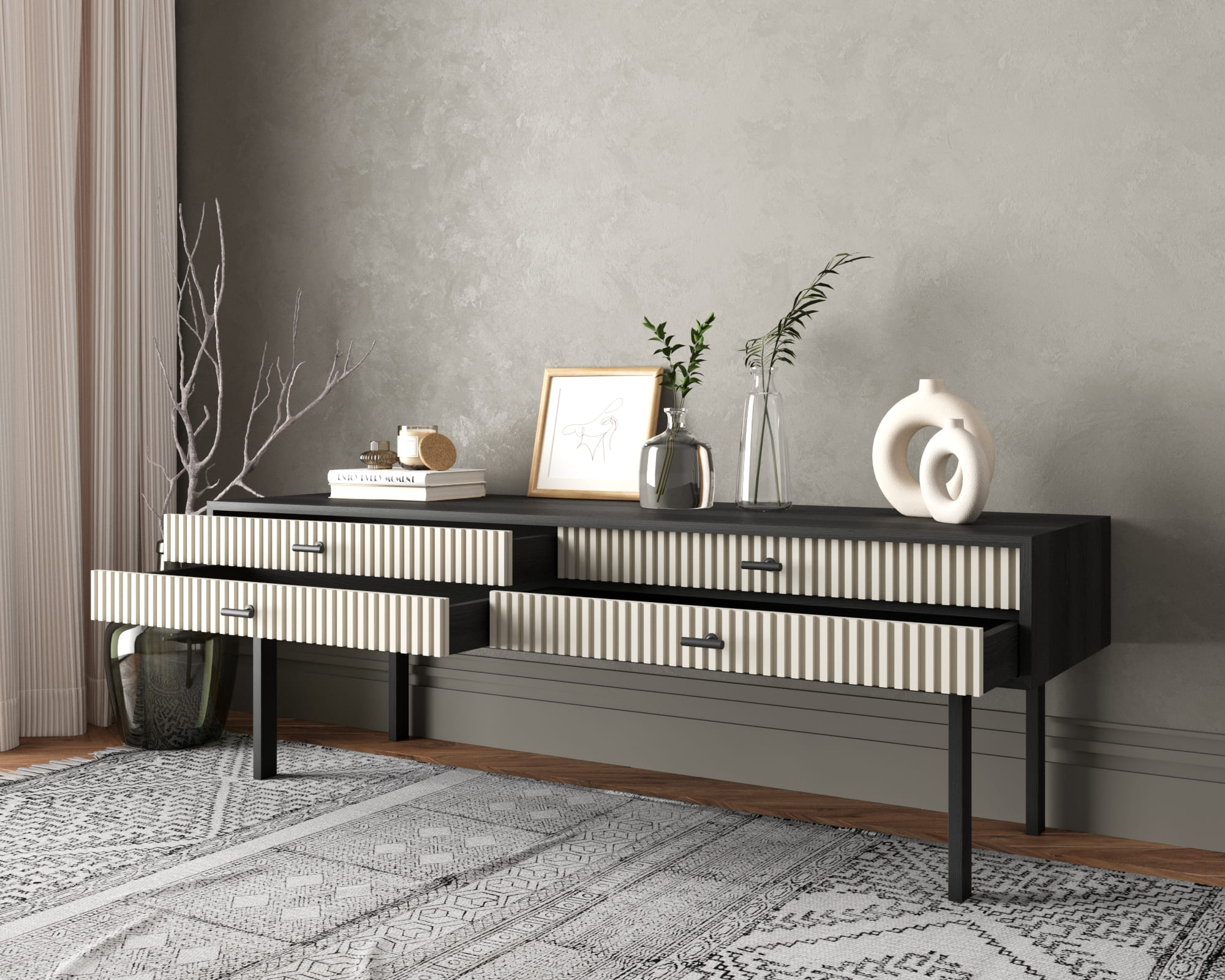 купить Консоль с двумя ящиками "Emerson" арт EM23/milky/L в Москве купить Консоль с двумя ящиками "Emerson" арт EM23/milky/L