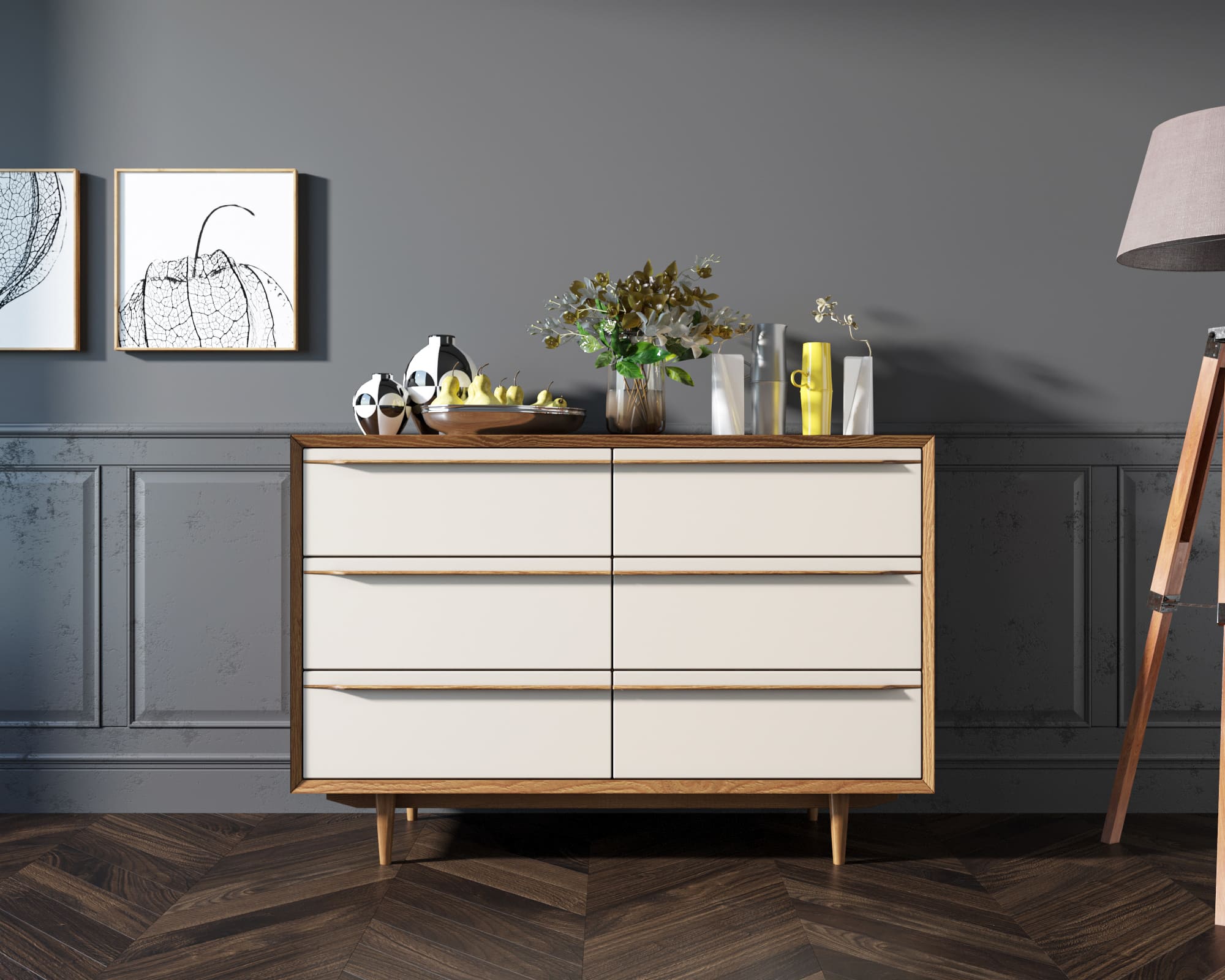 фото Комод "Bruni white" с шестью ящиками арт BR05WH