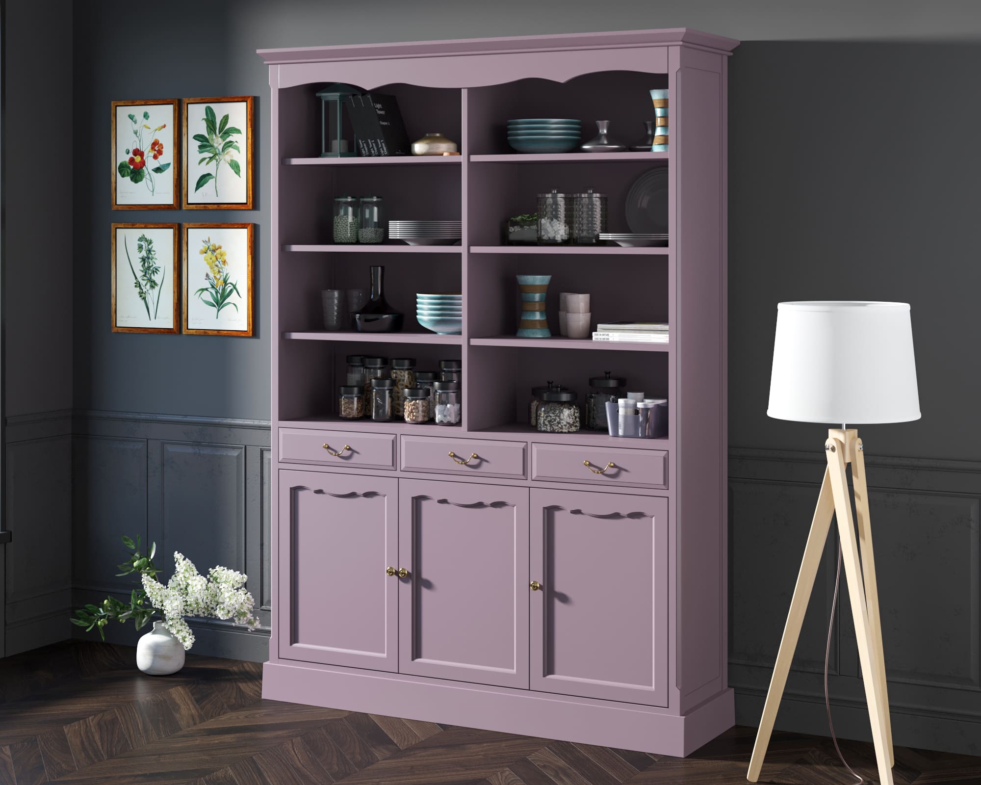 заказать Двухсекционный шкаф Leontina Lavanda для посуды арт ST9330/3L