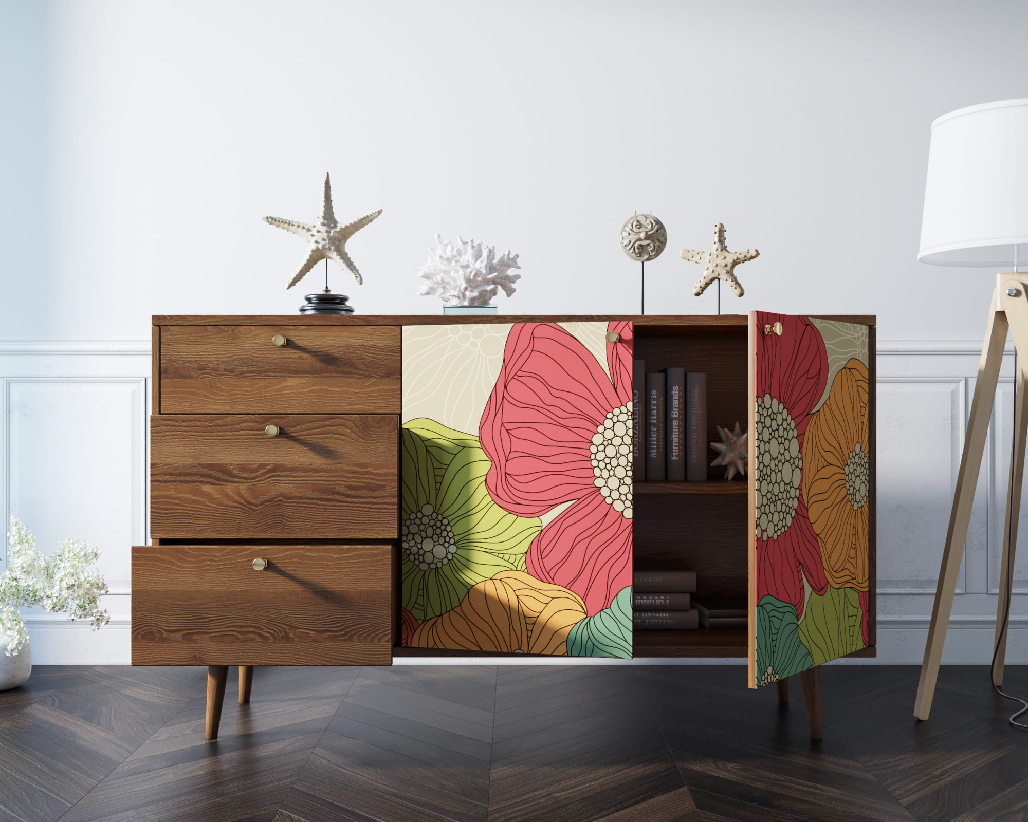 Комод "Berber" с двумя дверками и ящиками 5 принт арт BB05/Print_05 в интернет-магазине