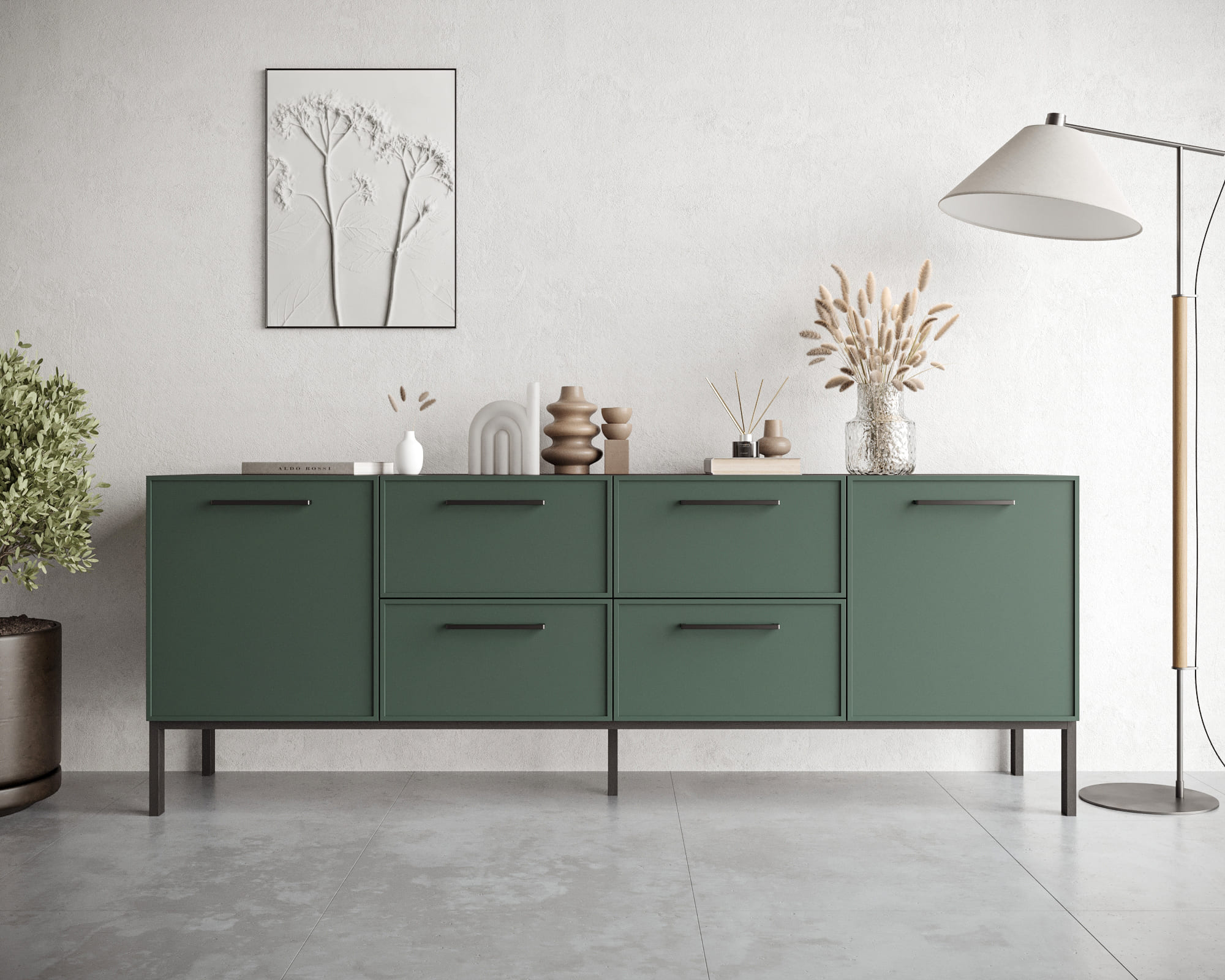 фото Комод две дверки и четыре ящика "Nicole" арт NEM19G