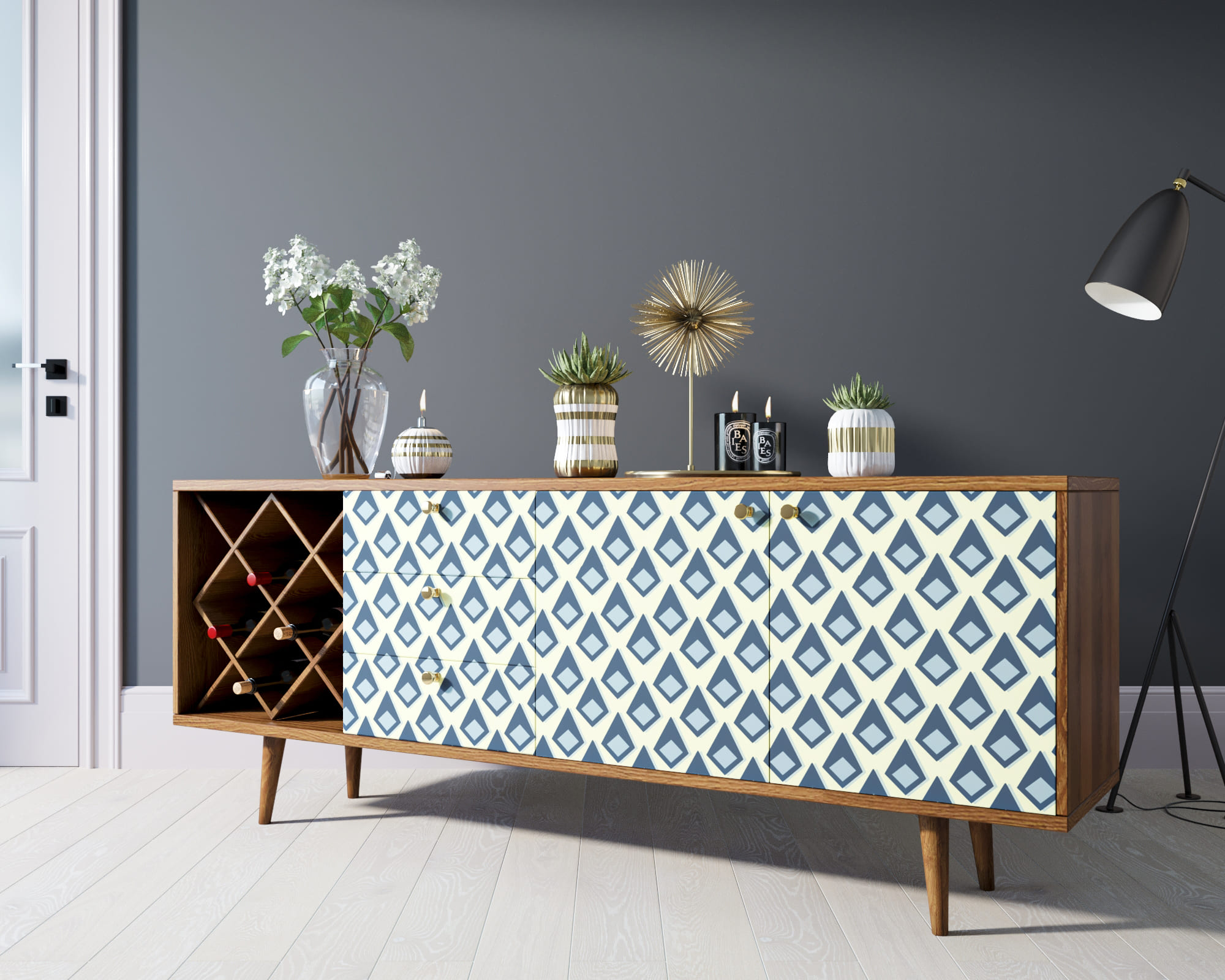 фото Комод "Berber" удлиненный с бутылочницей 13 принт арт BB15/Print_13