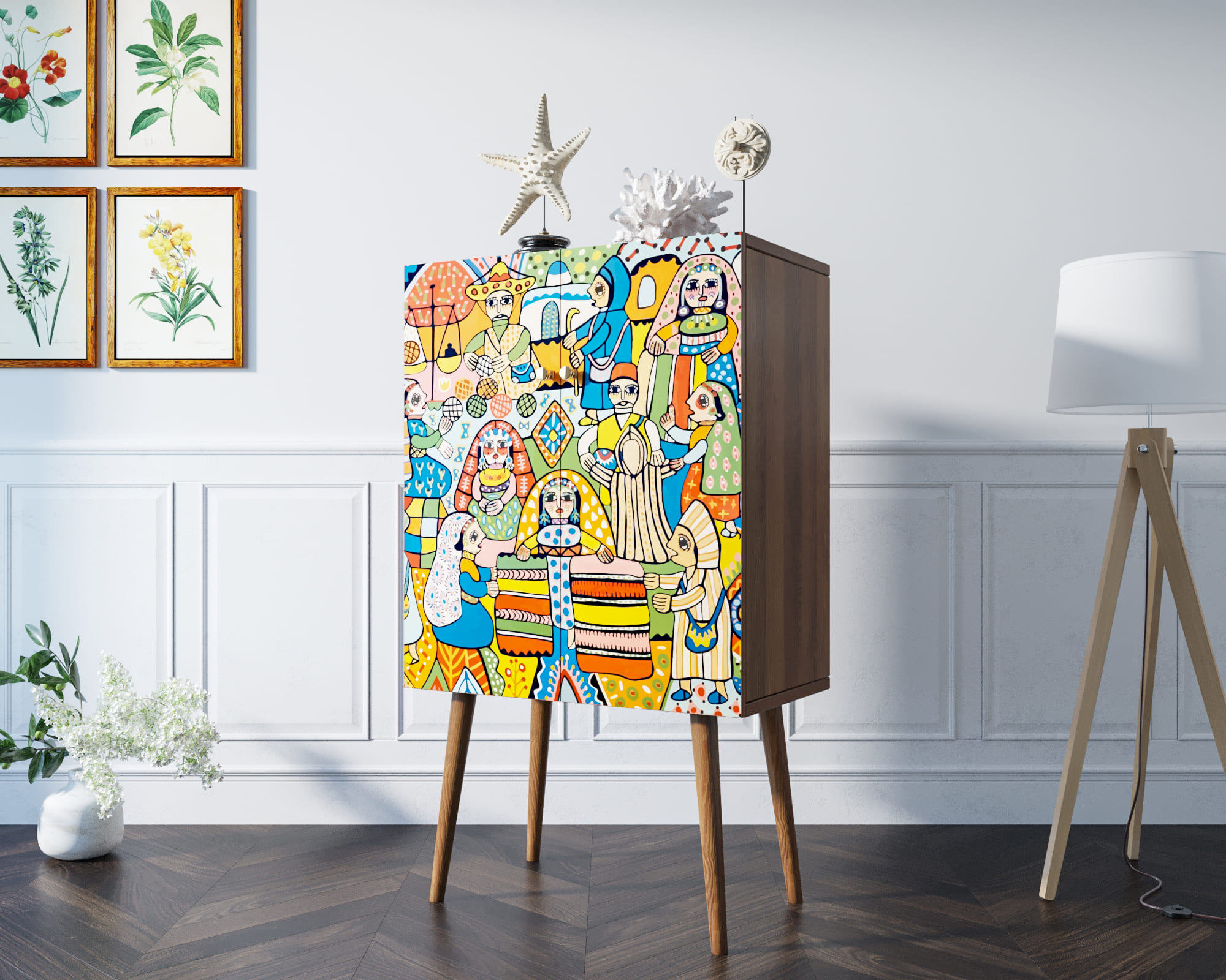 фото Комод на высоких ножках "Berber" принт 1 арт BB09/Print_01 в Москве фото Комод на высоких ножках "Berber" принт 1 арт BB09/Print_01