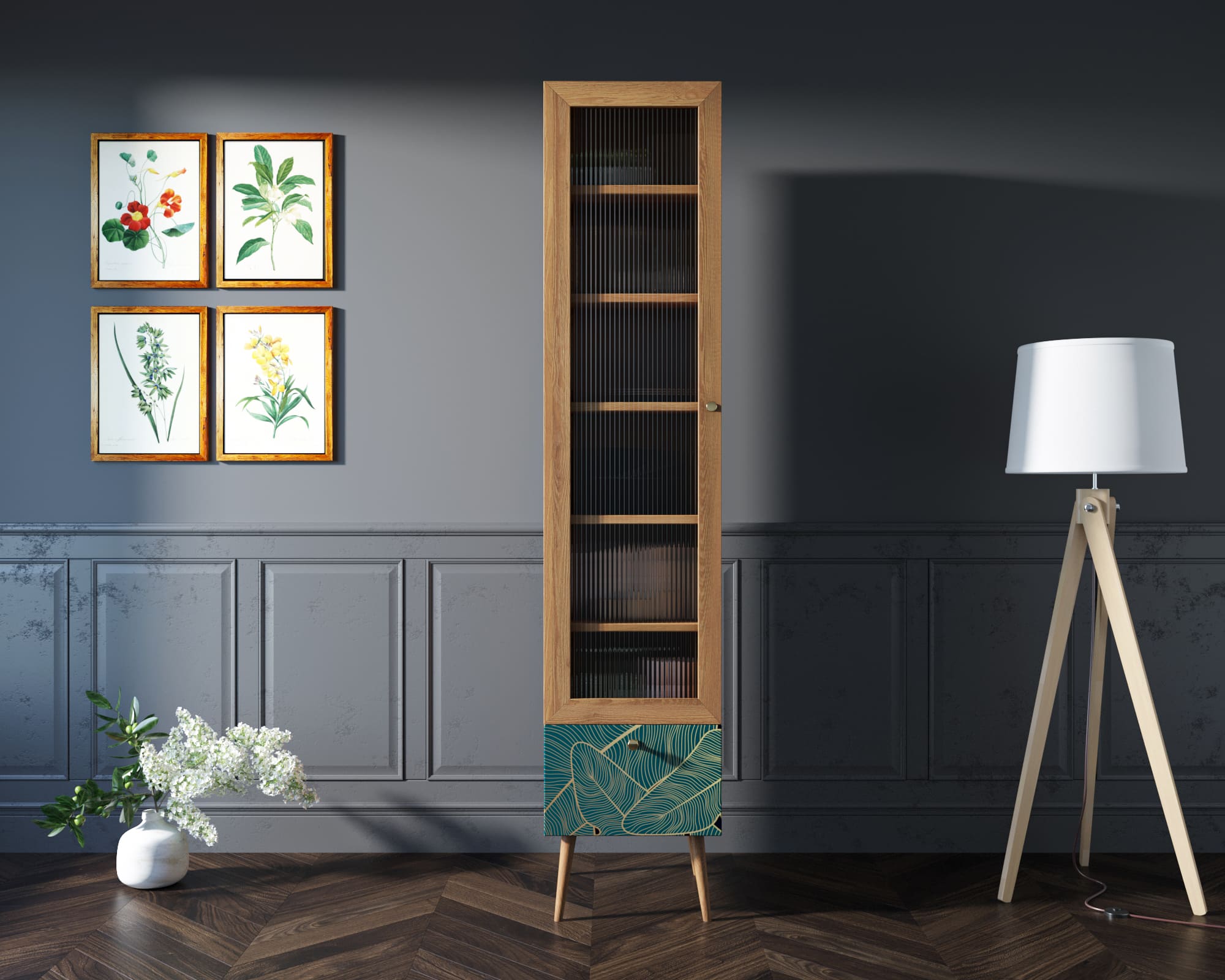 Буфет "Berber" одностворчатый с ящиком принт 41 арт BB48/Print_41 в интернет-магазине