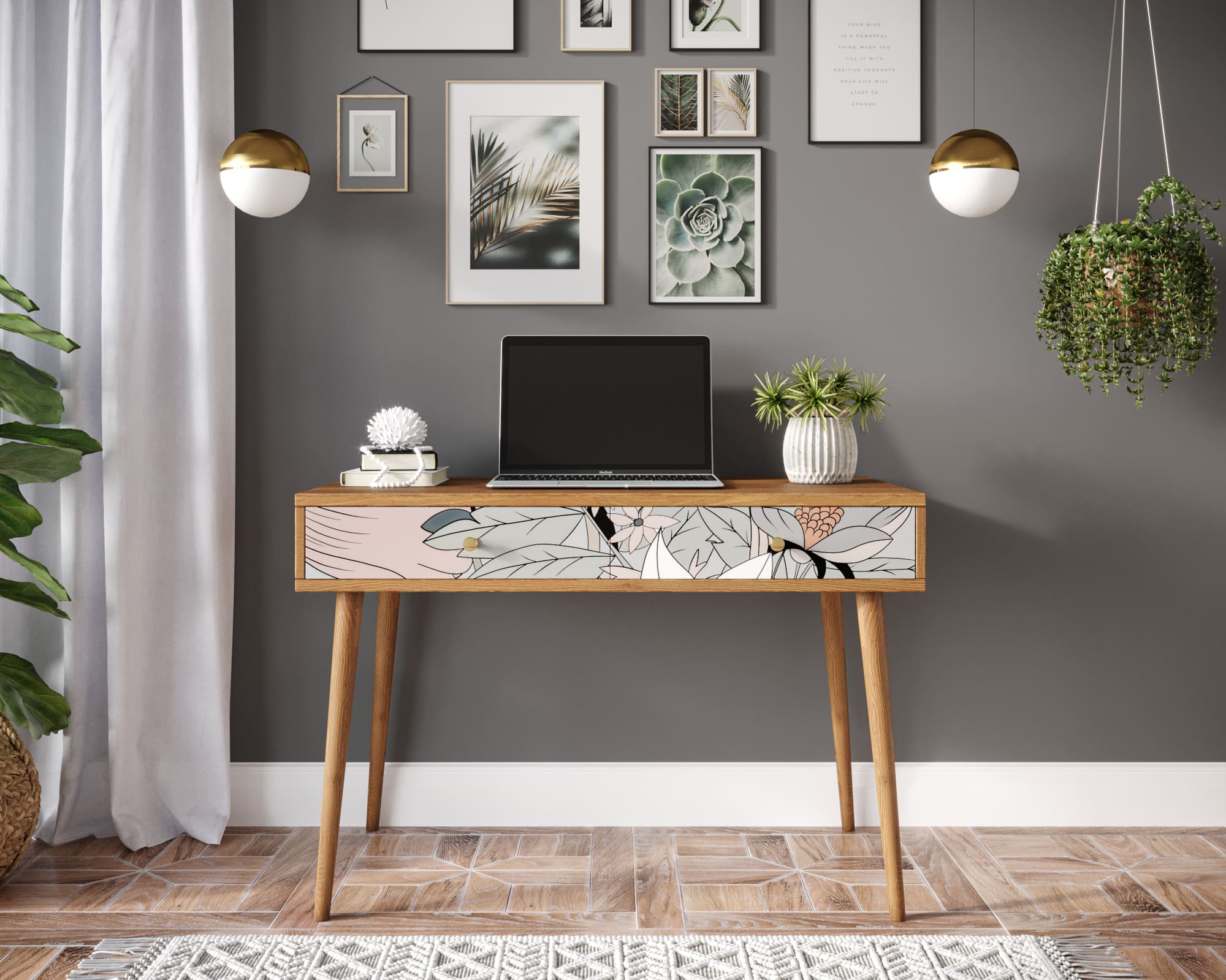 Стол рабочий "Berber" малый принт 50 арт BB32/Print_50 в интерьере