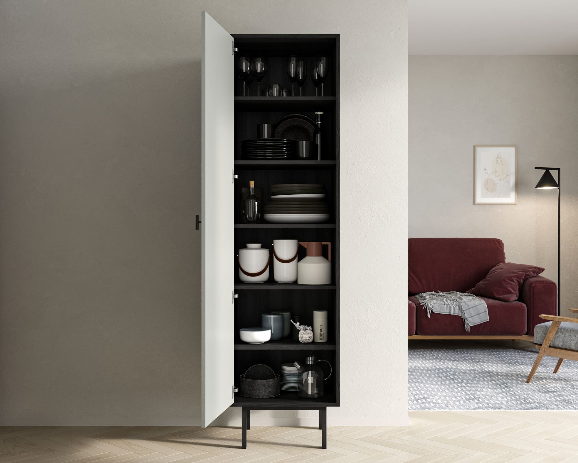 купить Шкаф c одной дверкой "Emerson" арт EM101/gray/L