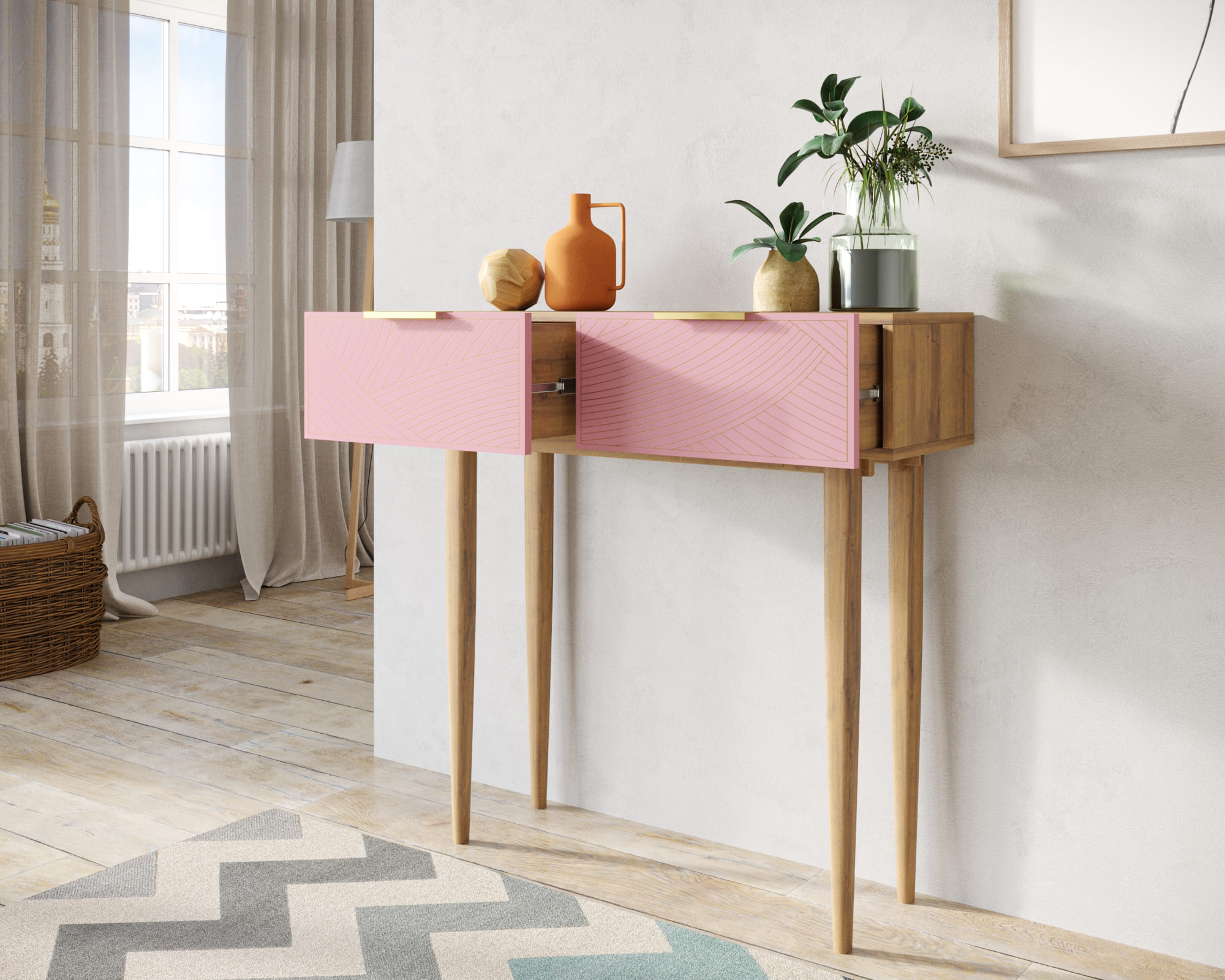 купить Консоль с двумя ящиками "Line" LN16/GR1/pink в Москве купить Консоль с двумя ящиками "Line" LN16/GR1/pink