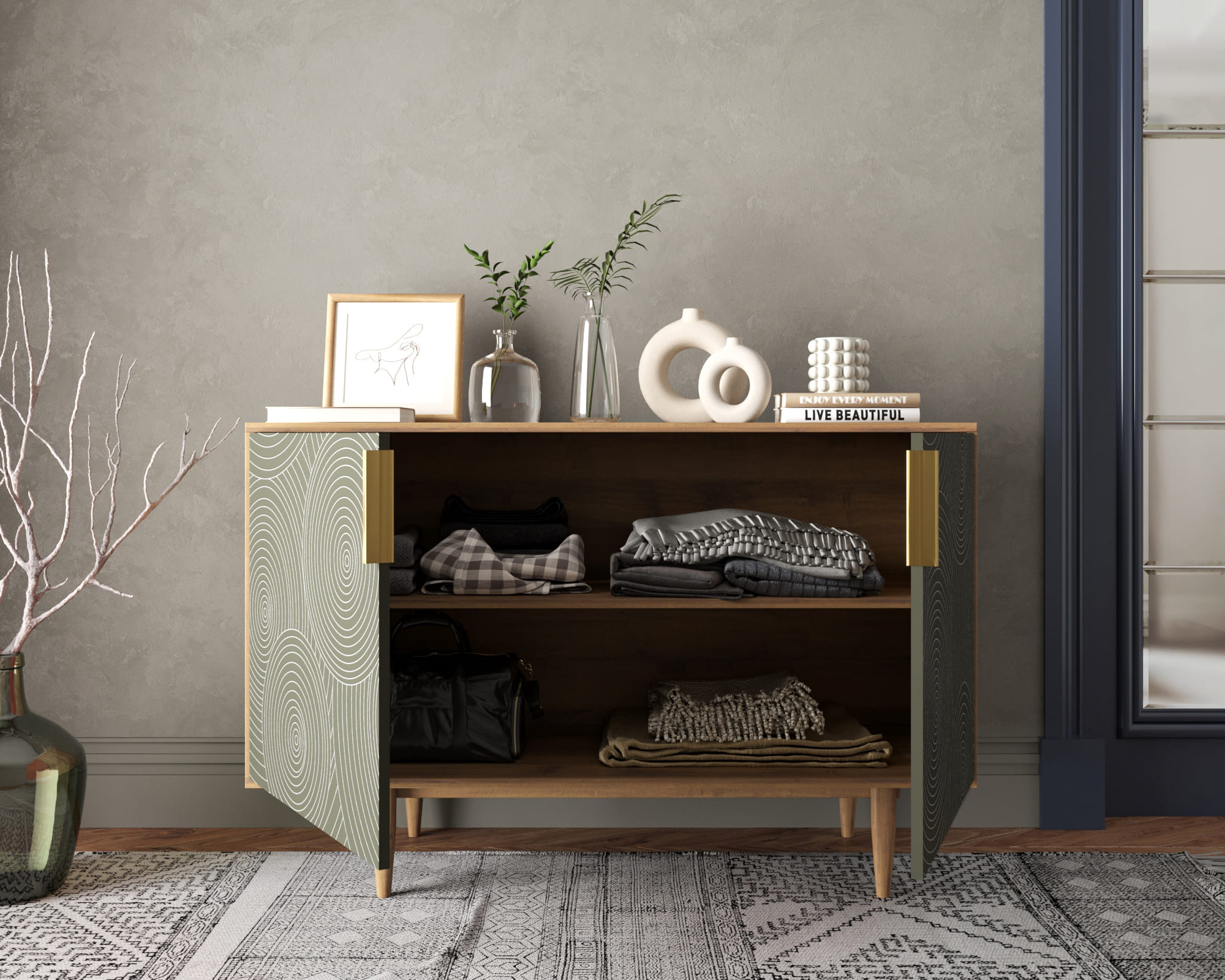 купить Комод с двумя дверками "Line" R18/browngrey