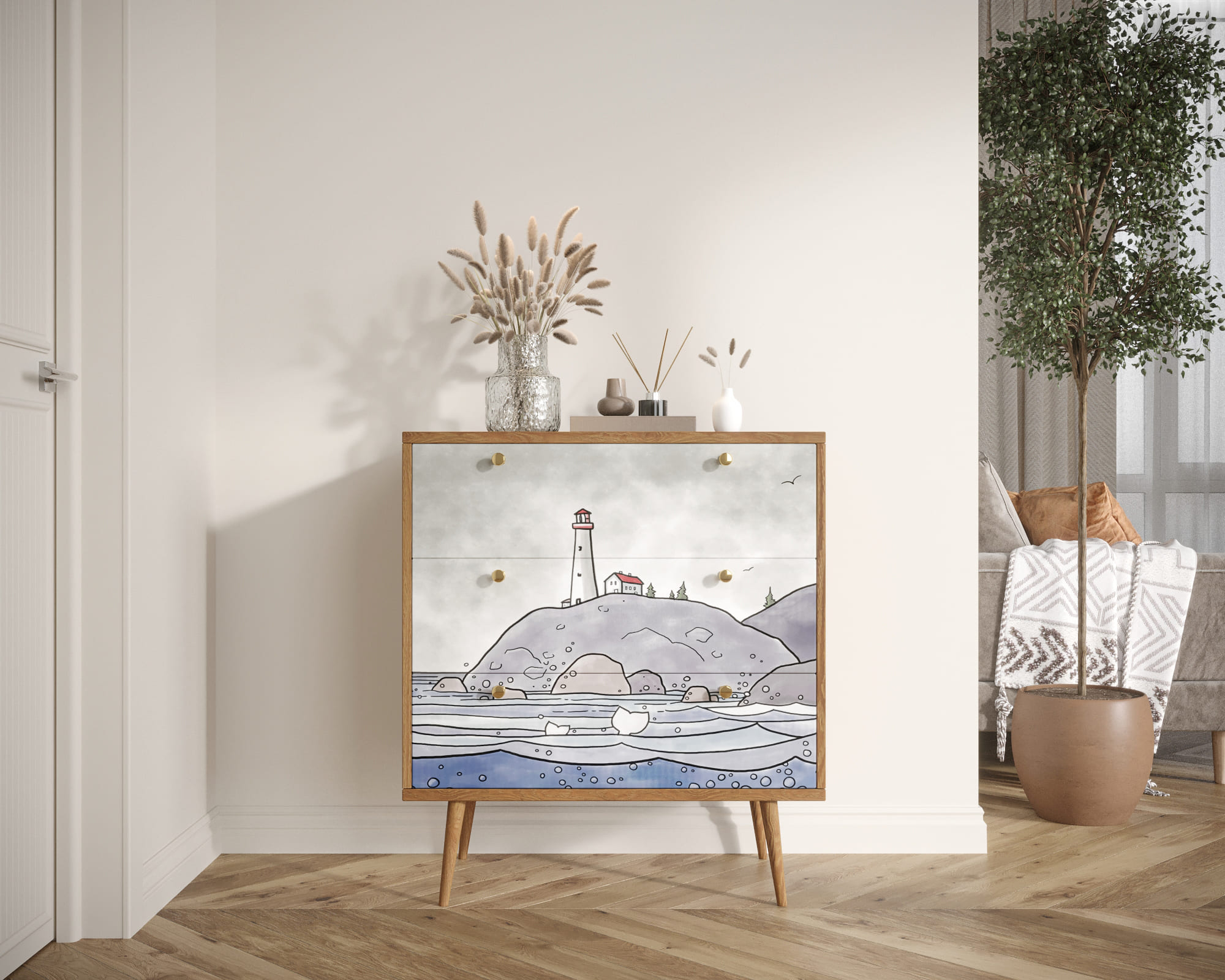 Комод "Berber" три ящика арт BB40/Print_51 в интернет-магазине