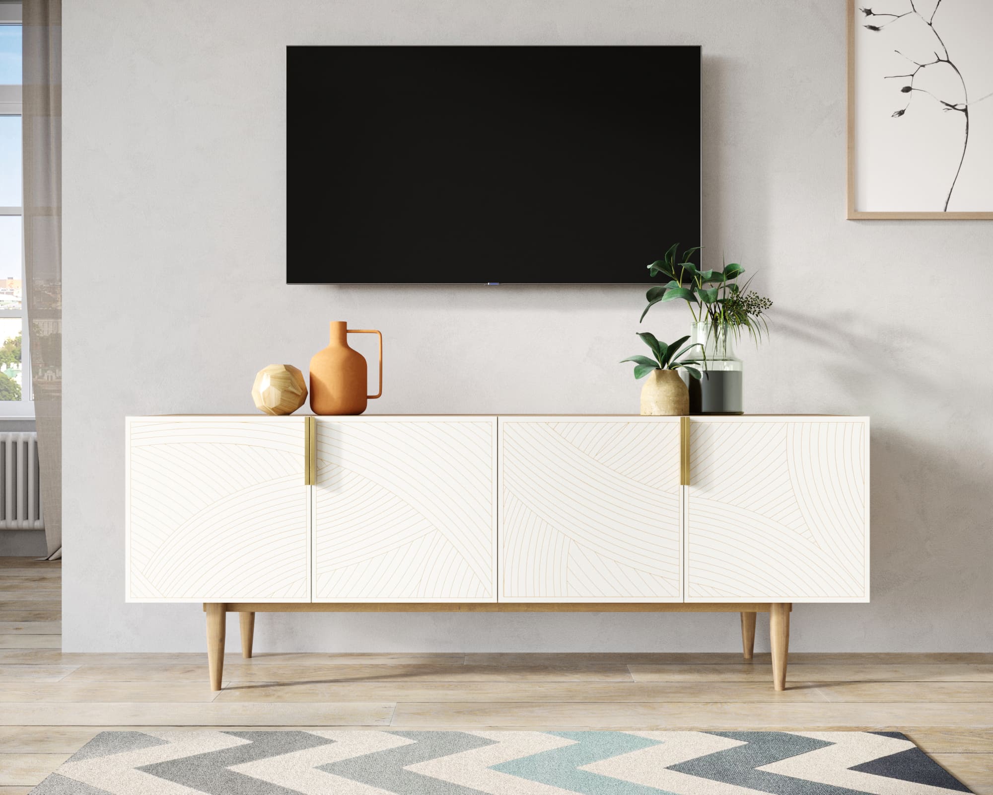 Комод под TV с четыремя дверками "Line" LN06/GR1/beige в интернет-магазине