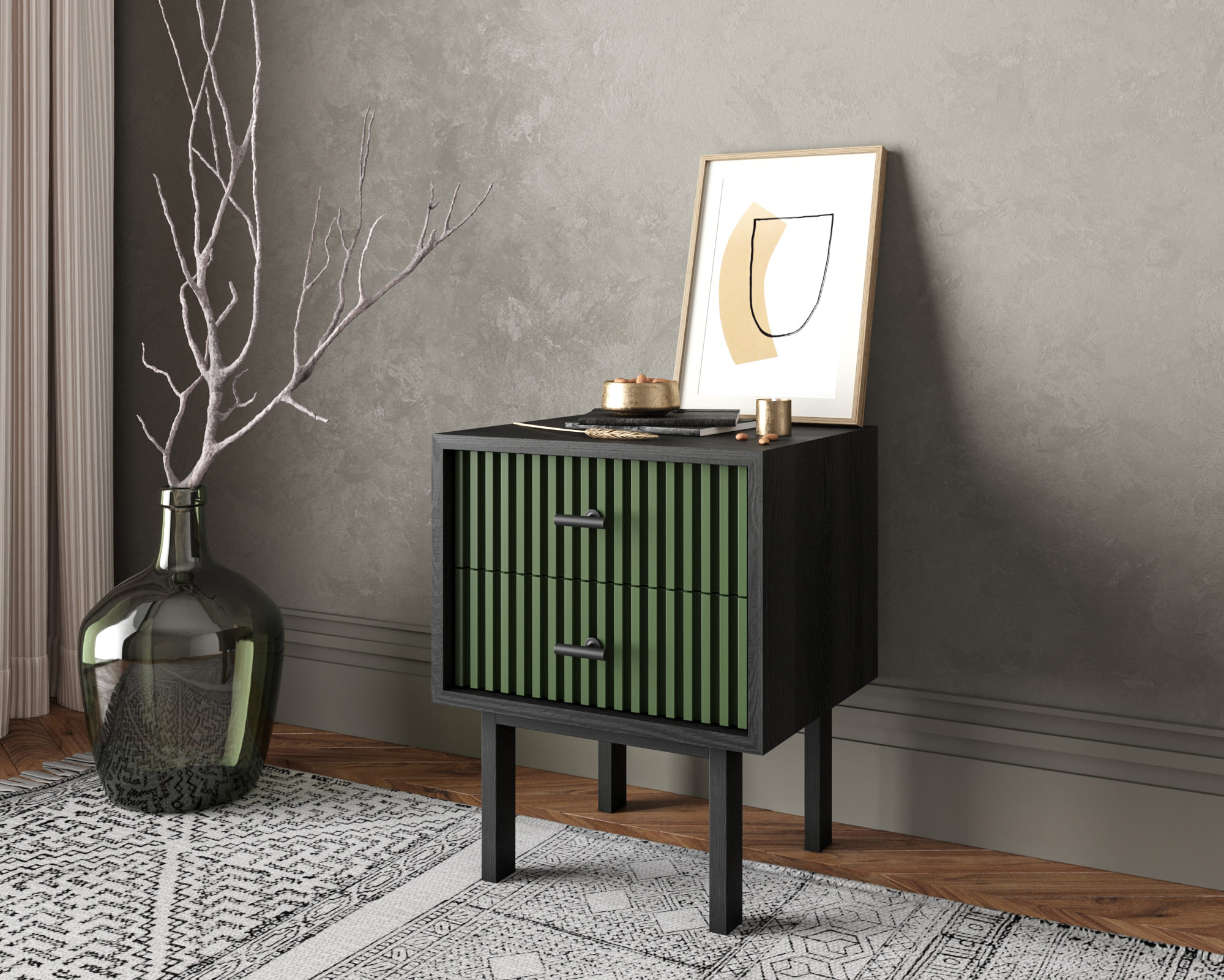 заказать Тумбочка с двумя ящиками "Emerson" арт EM16/green/L в Москве заказать Тумбочка с двумя ящиками "Emerson" арт EM16/green/L