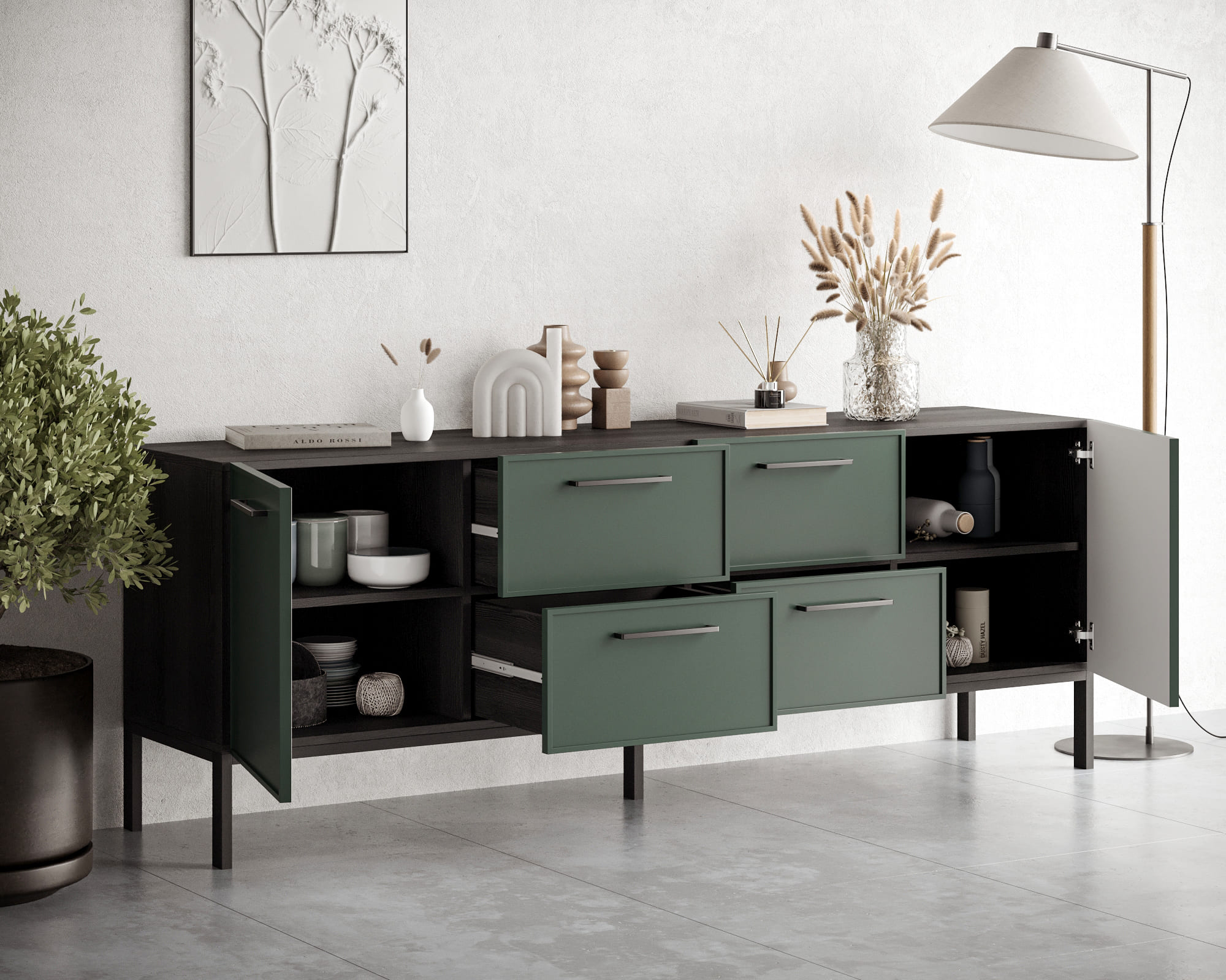 купить Комод две дверки и четыре ящика "Nicole" арт NEM19G