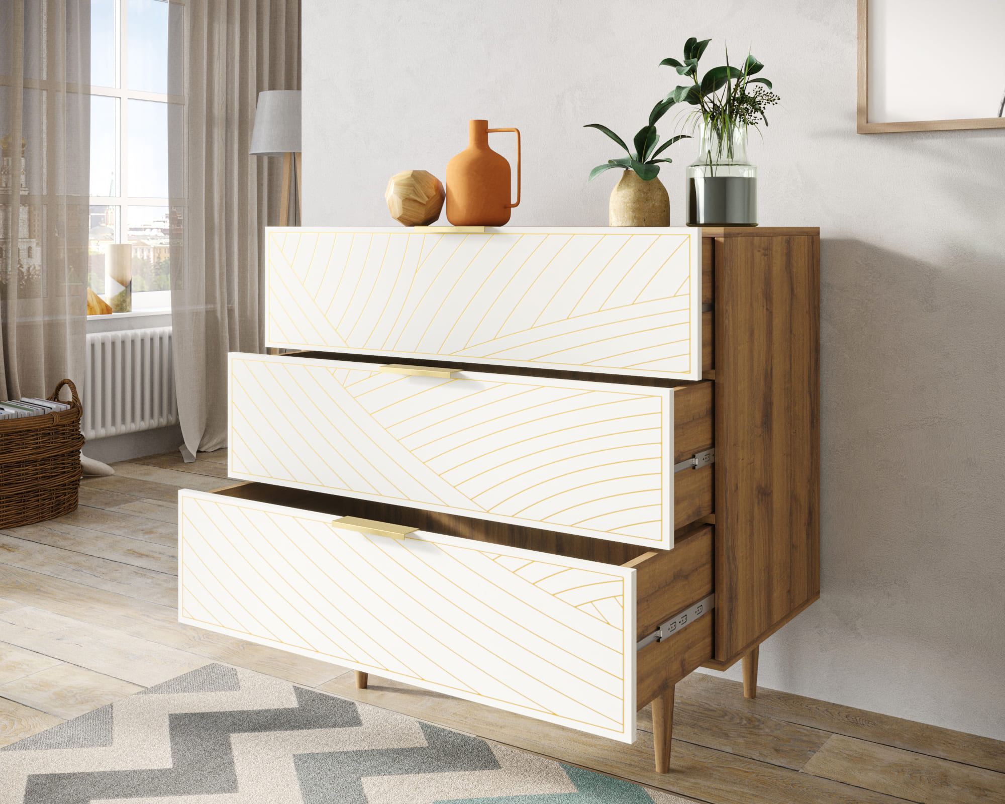 купить Комод с тремя ящиками "Line" LN12/GR1/beige в Москве купить Комод с тремя ящиками "Line" LN12/GR1/beige