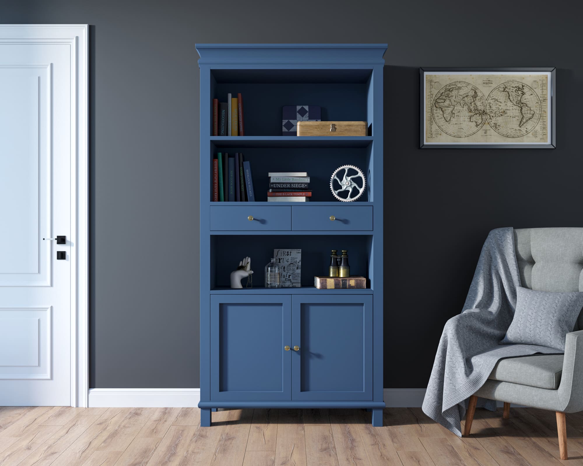 Стеллаж "Jules Verne" с дверками арт JV30ETGB в интернет-магазине