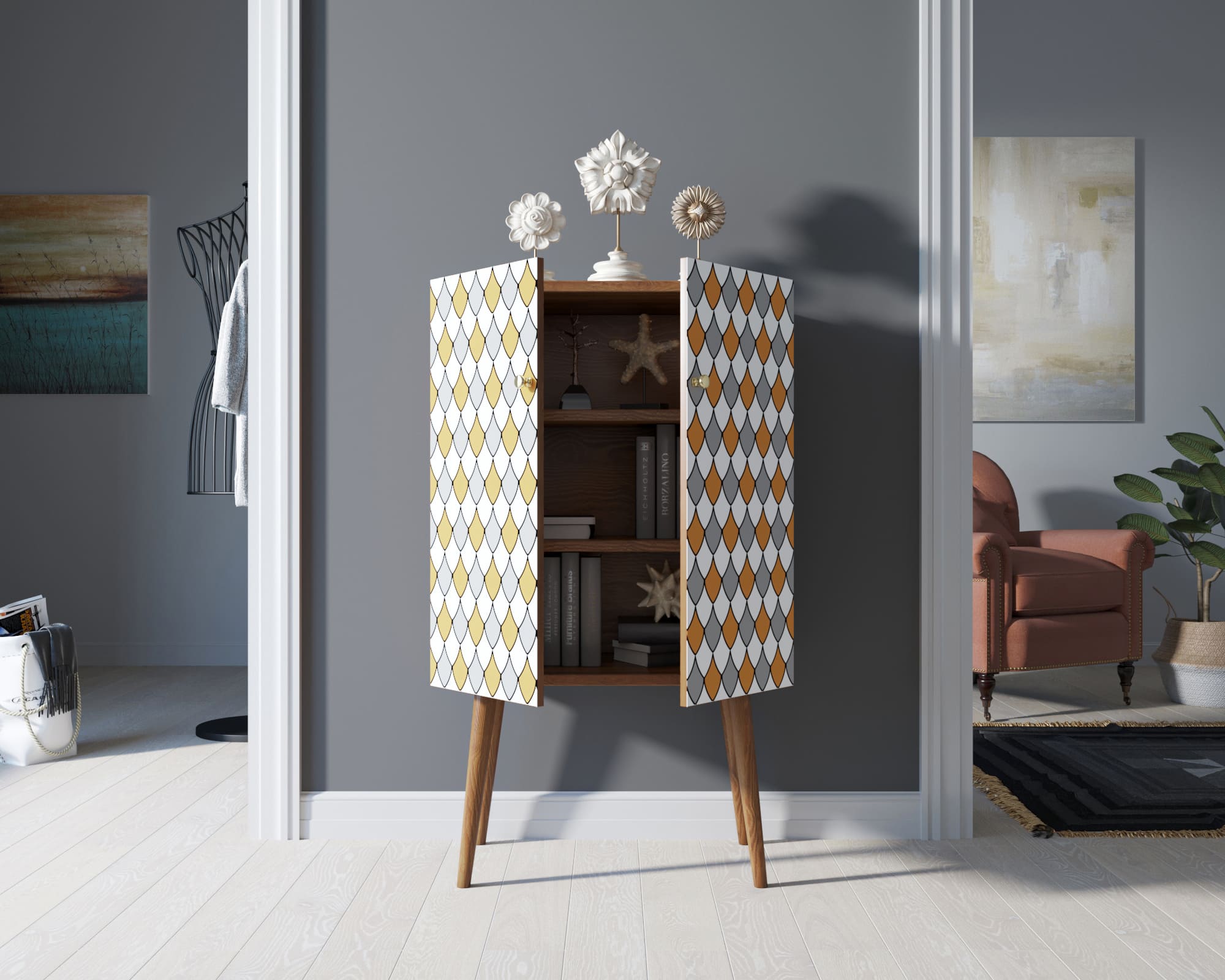 Комод на высоких ножках "Berber" 22 принт арт BB09/Print_22 в интернет-магазине