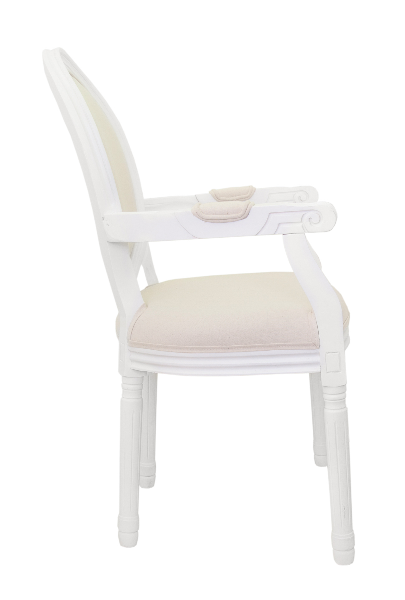 купить Мягкий стул с подлокотниками Volker Arm Beige and White в Москве купить Мягкий стул с подлокотниками Volker Arm Beige and White