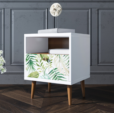 Тумбочка "Berber" с одним ящиком 4 принт арт BB06/Print_04, разноцветная