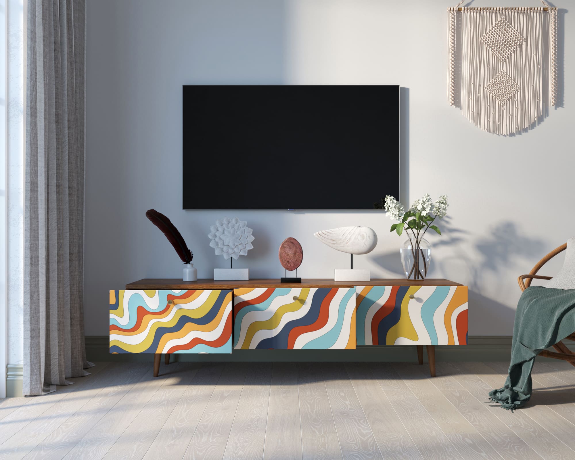 Комод "Berber" с ящиками низкий под TV 21 принт арт BB19/Print_21 в интернет-магазине