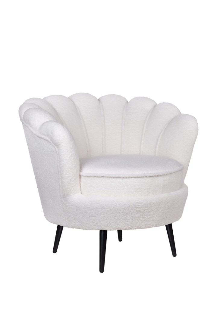 купить Низкое кресло ракушка Pearl цвет белый на черных ножках