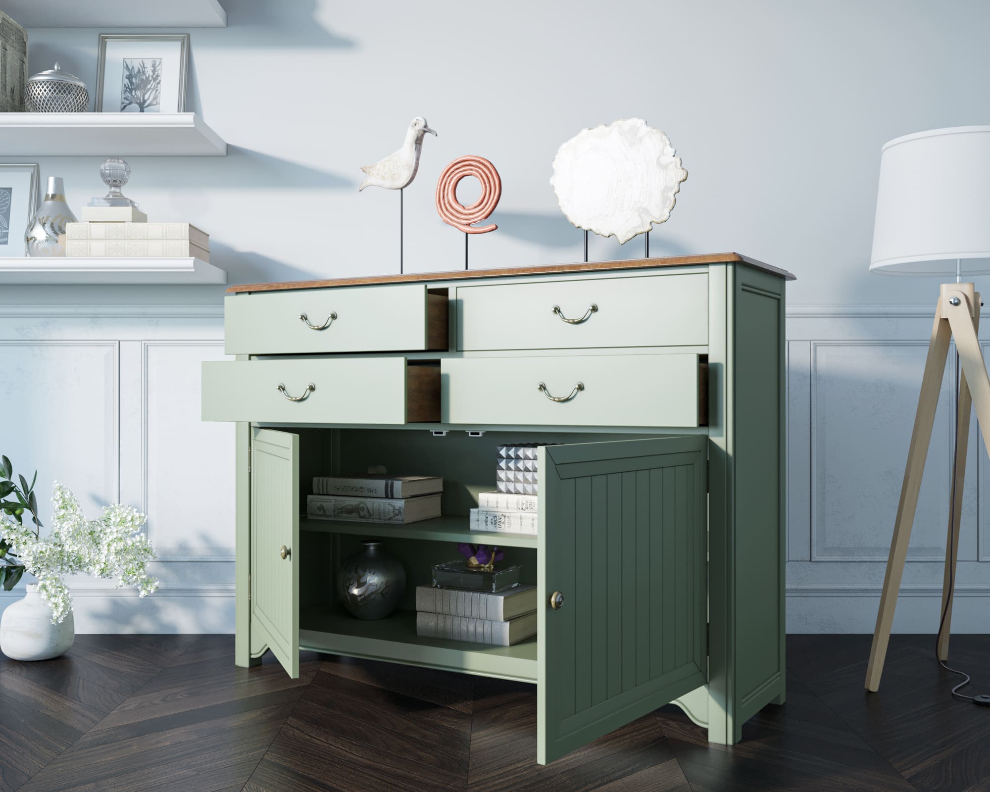 фото Комод "Olivia" 4 ящика арт GA4006ETG в интерьере