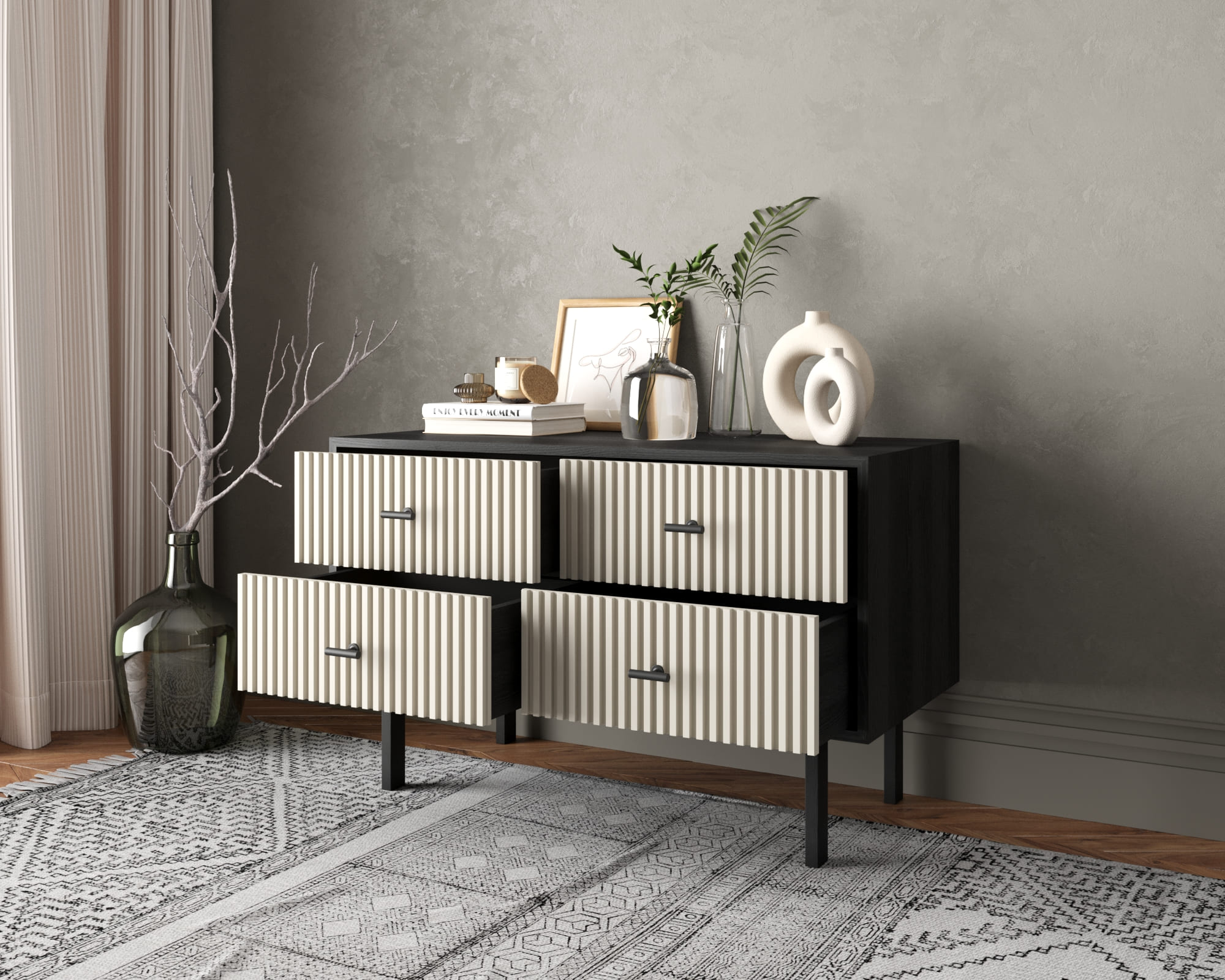 купить Комод с четырьмя ящиками "Emerson" арт EM05/milky/L в Москве купить Комод с четырьмя ящиками "Emerson" арт EM05/milky/L