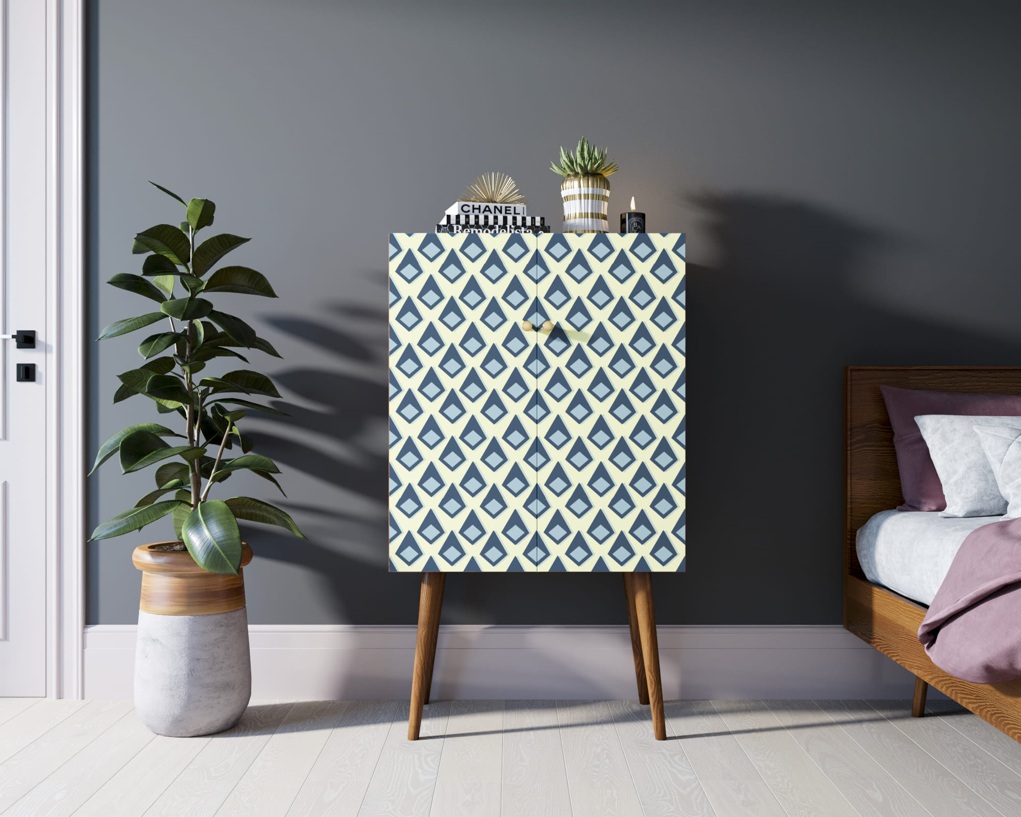 Комод на высоких ножках "Berber" 13 принт арт BB09/Print_13 в интерьере