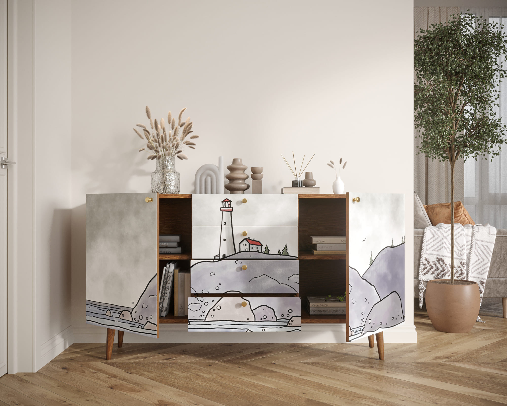 купить Комод "Berber" с ящиками арт BB14/Print_51