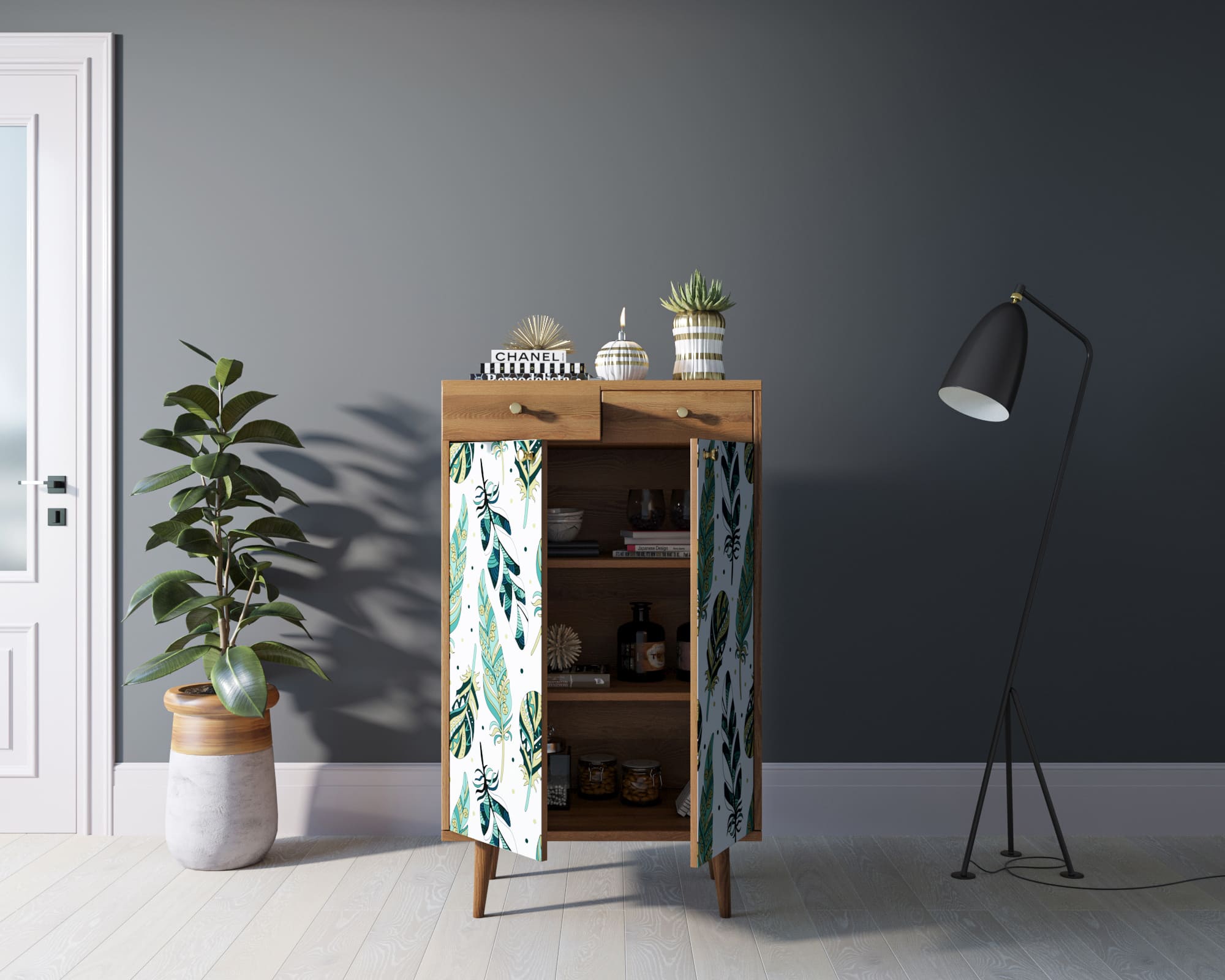 купить Комод "Berber" два ящика и дверки 44 принт арт BB46/Print_44