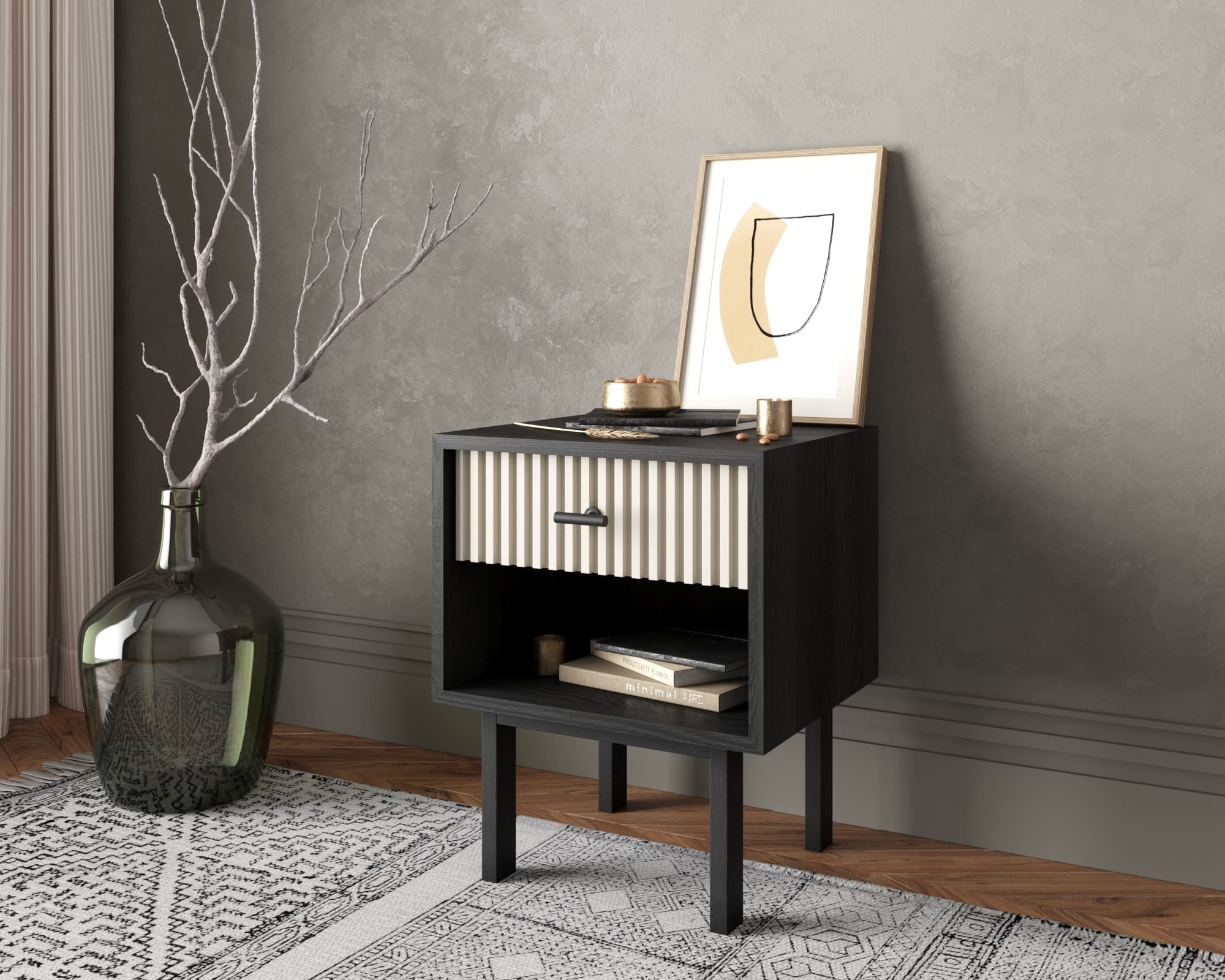 заказать Тумбочка с верхним ящиком "Emerson" арт EM11/milky/L