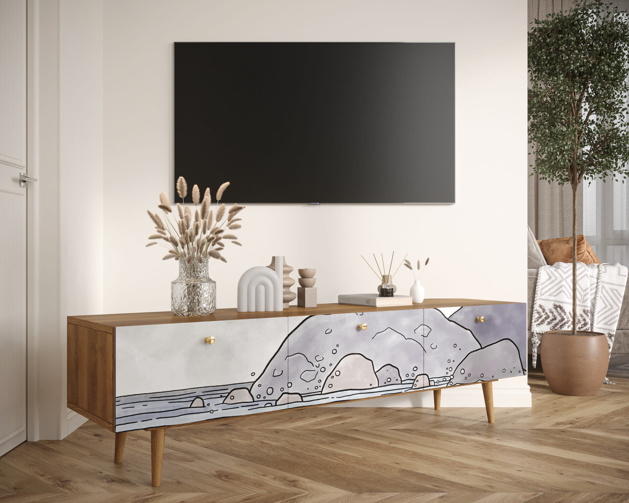 заказать Комод "Berber" с ящиками низкий под TV арт BB19/Print_51