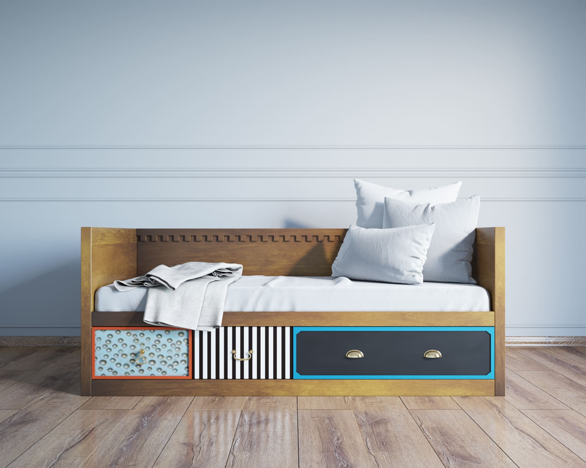 Кровать-кушетка "Gouache" с ящиками арт M10509К в интернет-магазине