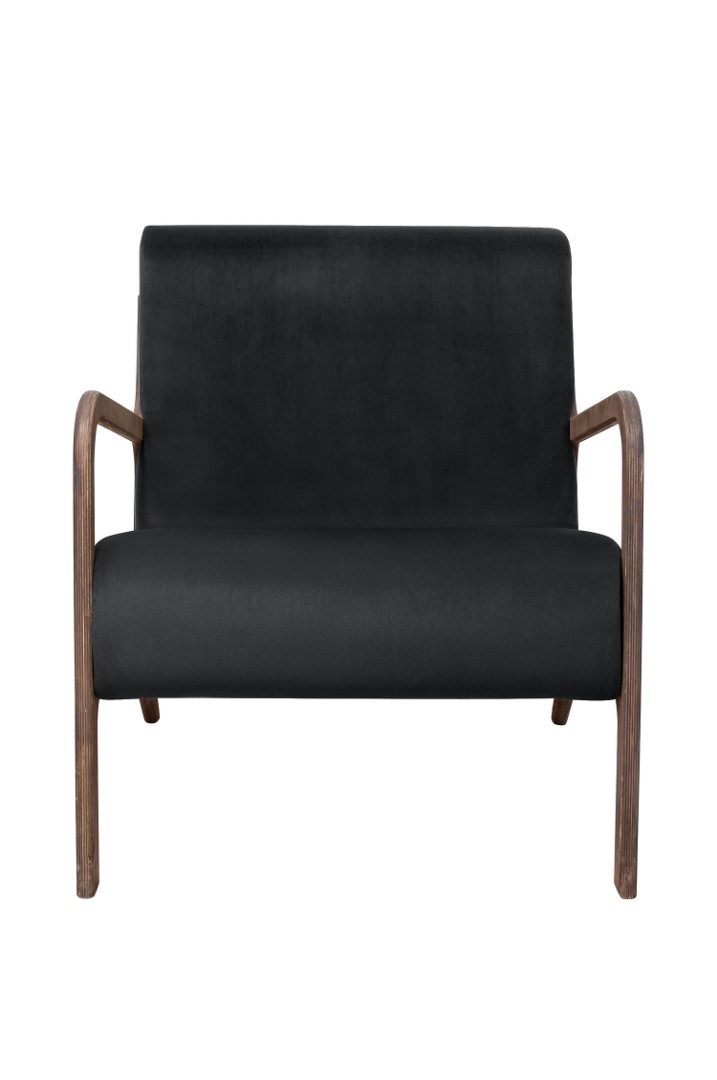 купить Низкое кресло с деревянными подлокотниками Mody Black черное