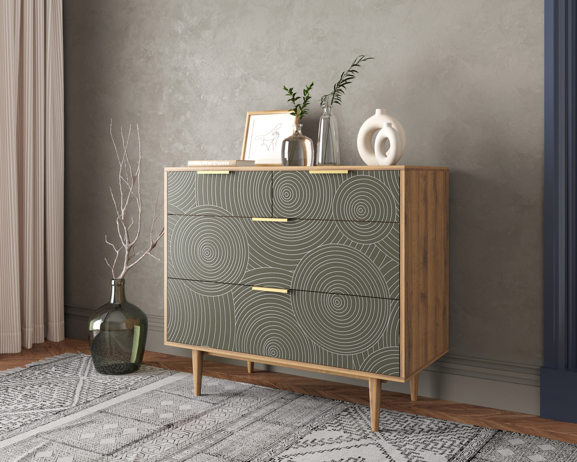 заказать Комод с четыремя ящиками "Line" R22/browngrey в Москве заказать Комод с четыремя ящиками "Line" R22/browngrey