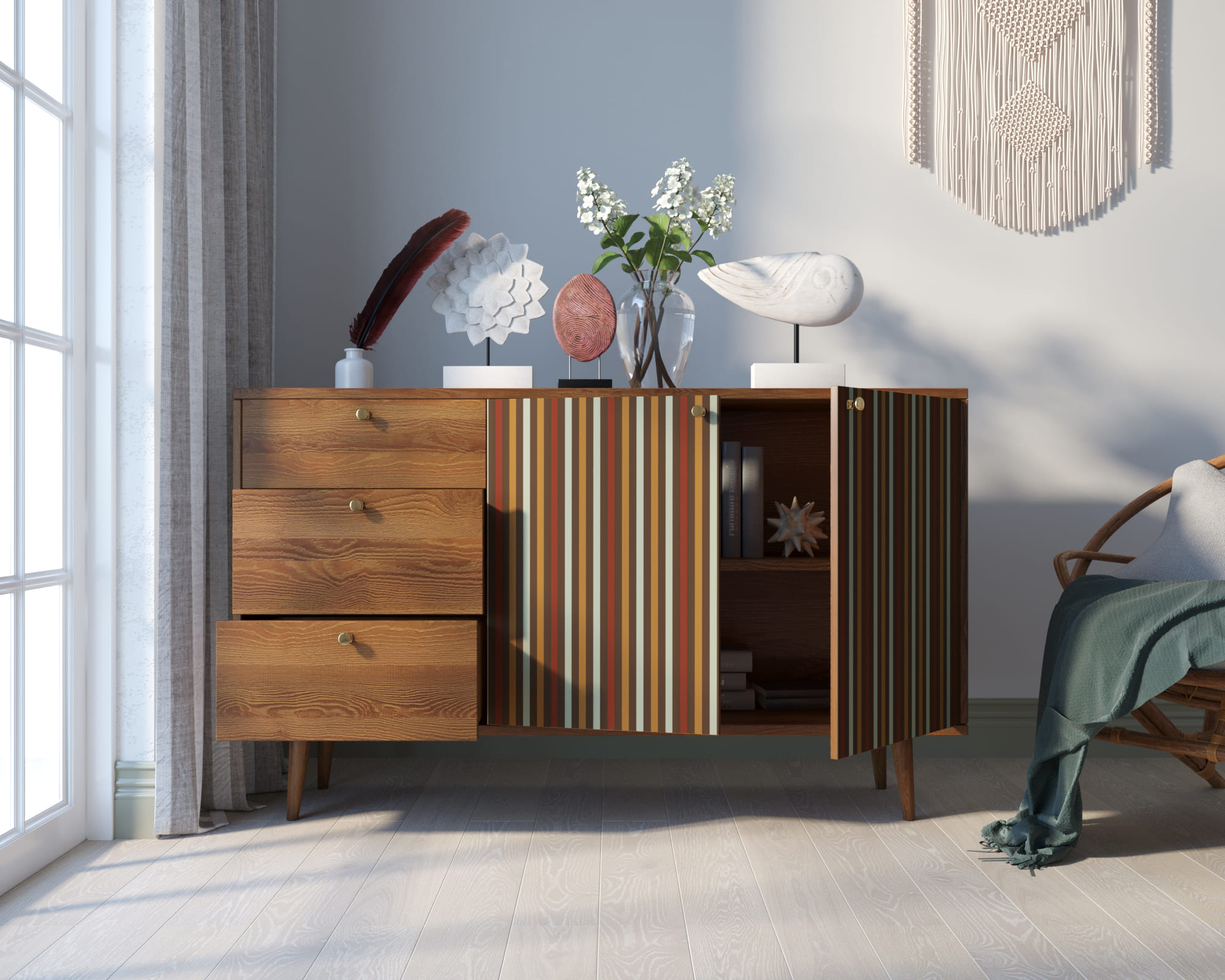 Комод "Berber" с двумя дверками и ящиками 20 принт арт BB05/Print_20 в интернет-магазине в Москве Комод "Berber" с двумя дверками и ящиками 20 принт арт BB05/Print_20 в интернет-магазине