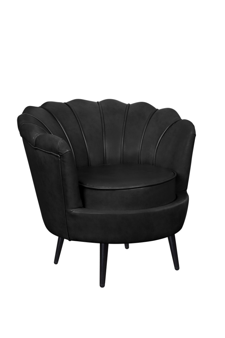 купить Низкое кресло ракушка Pearl Black V2 на черных ножках