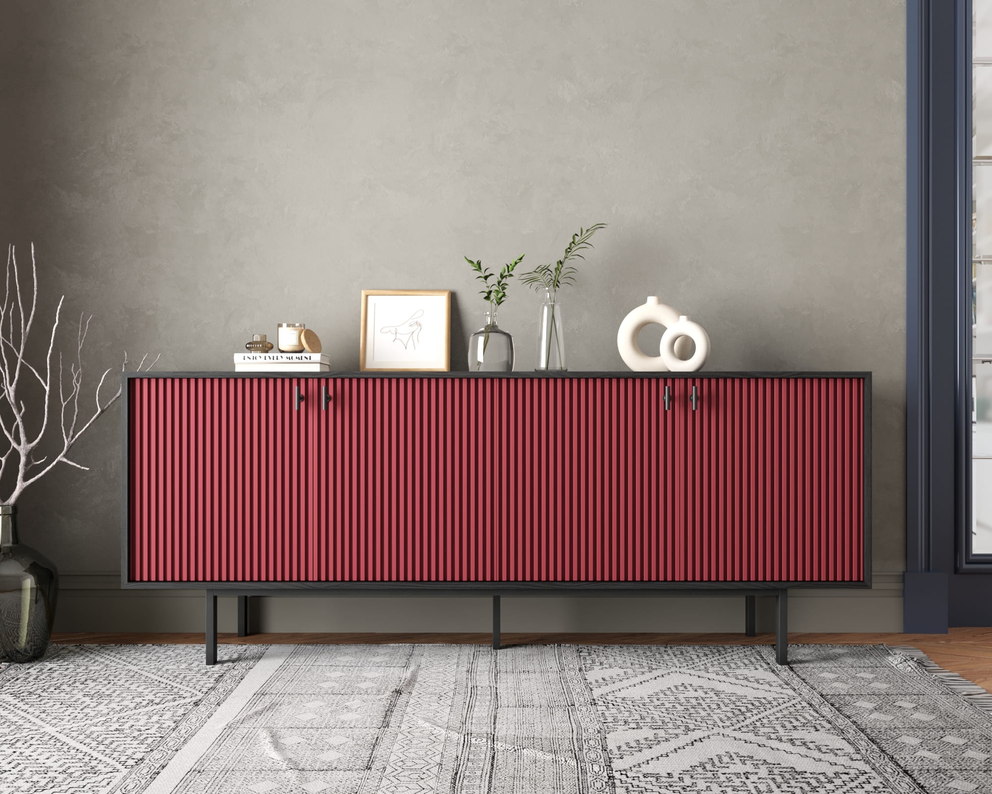 Комод с четыремя дверками "Emerson" арт EM01/red/L в интернет-магазине