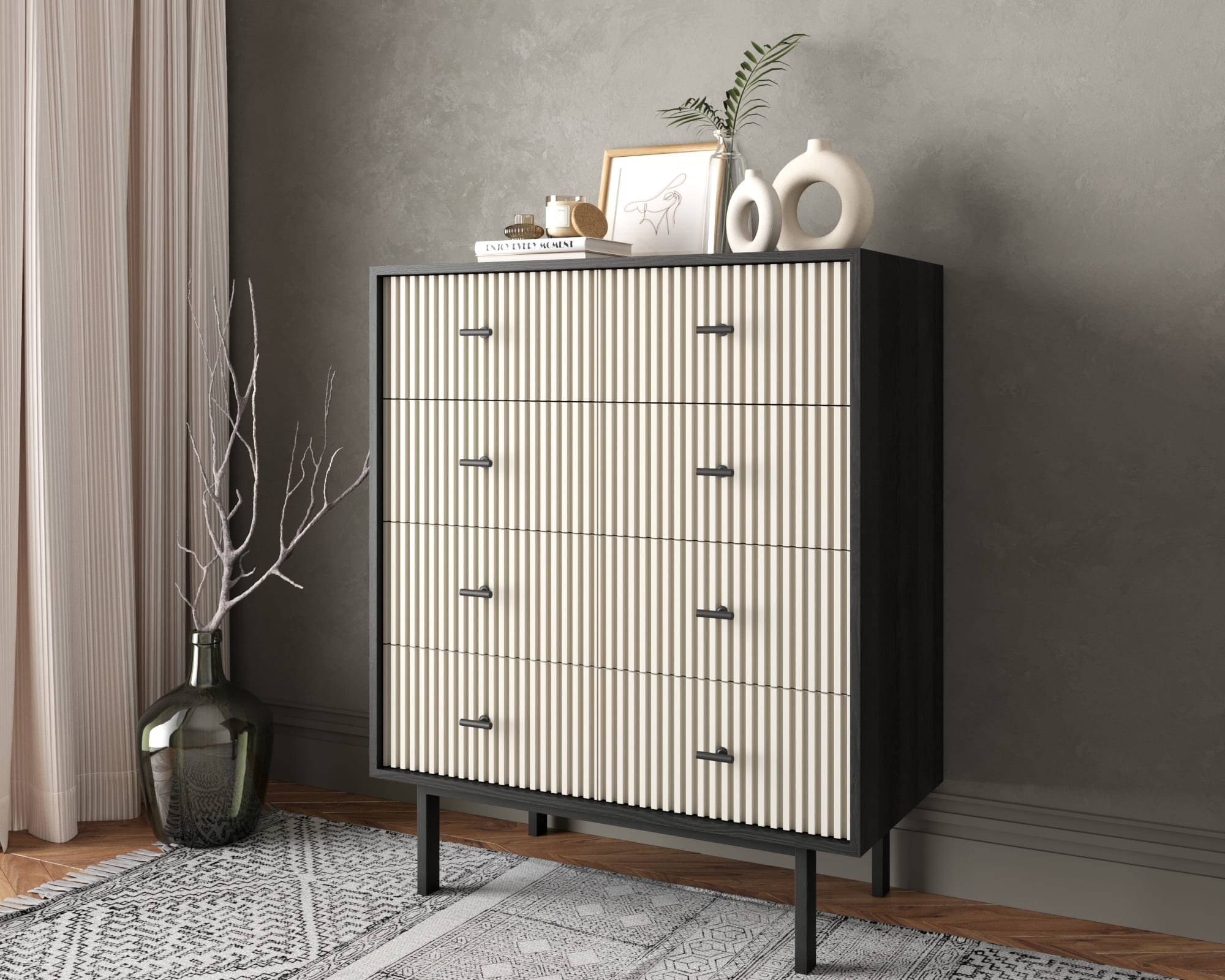 заказать Комод на восемь ящиков "Emerson" арт EM20/milky/L